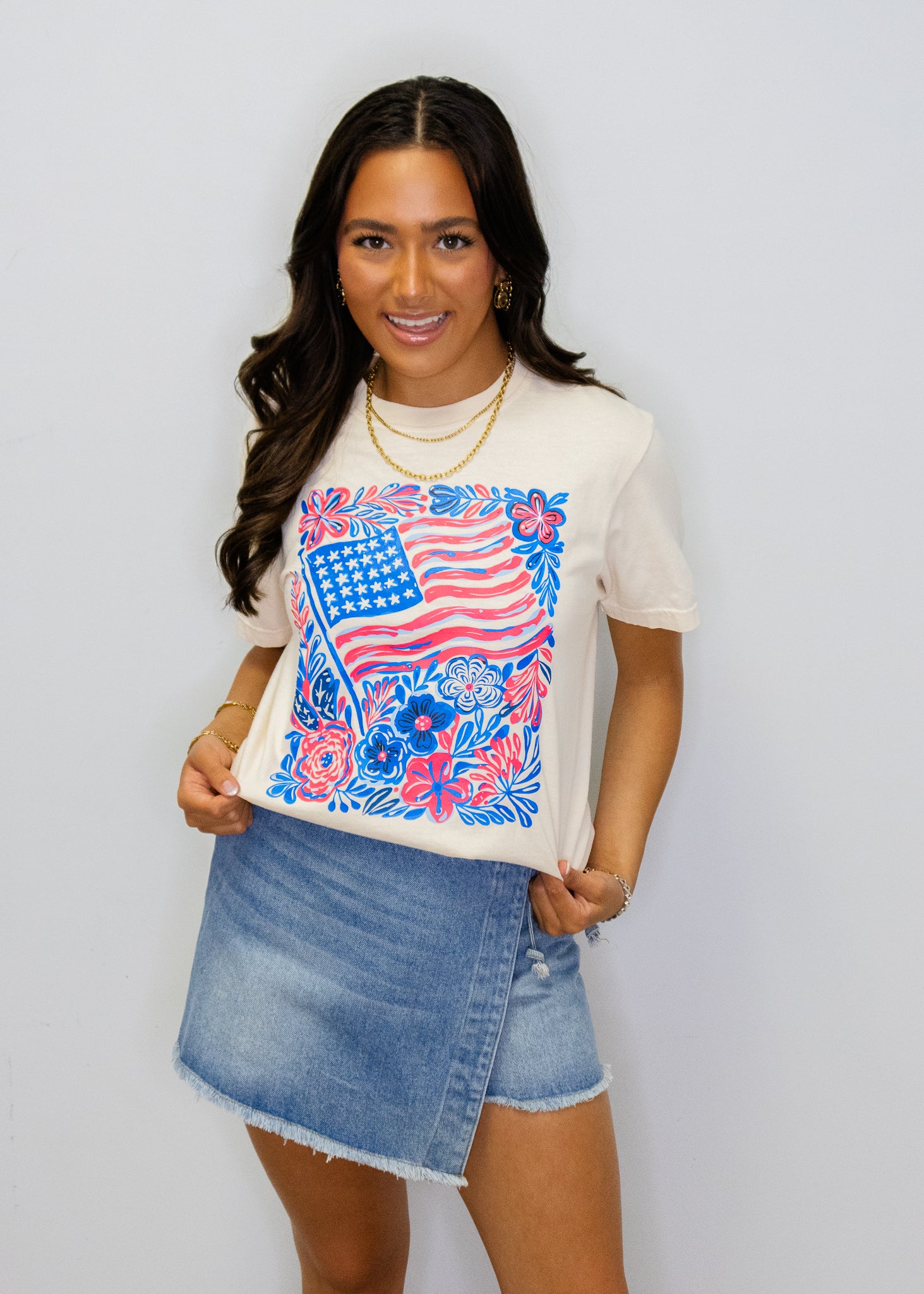 American Flag Floral T-Shirt