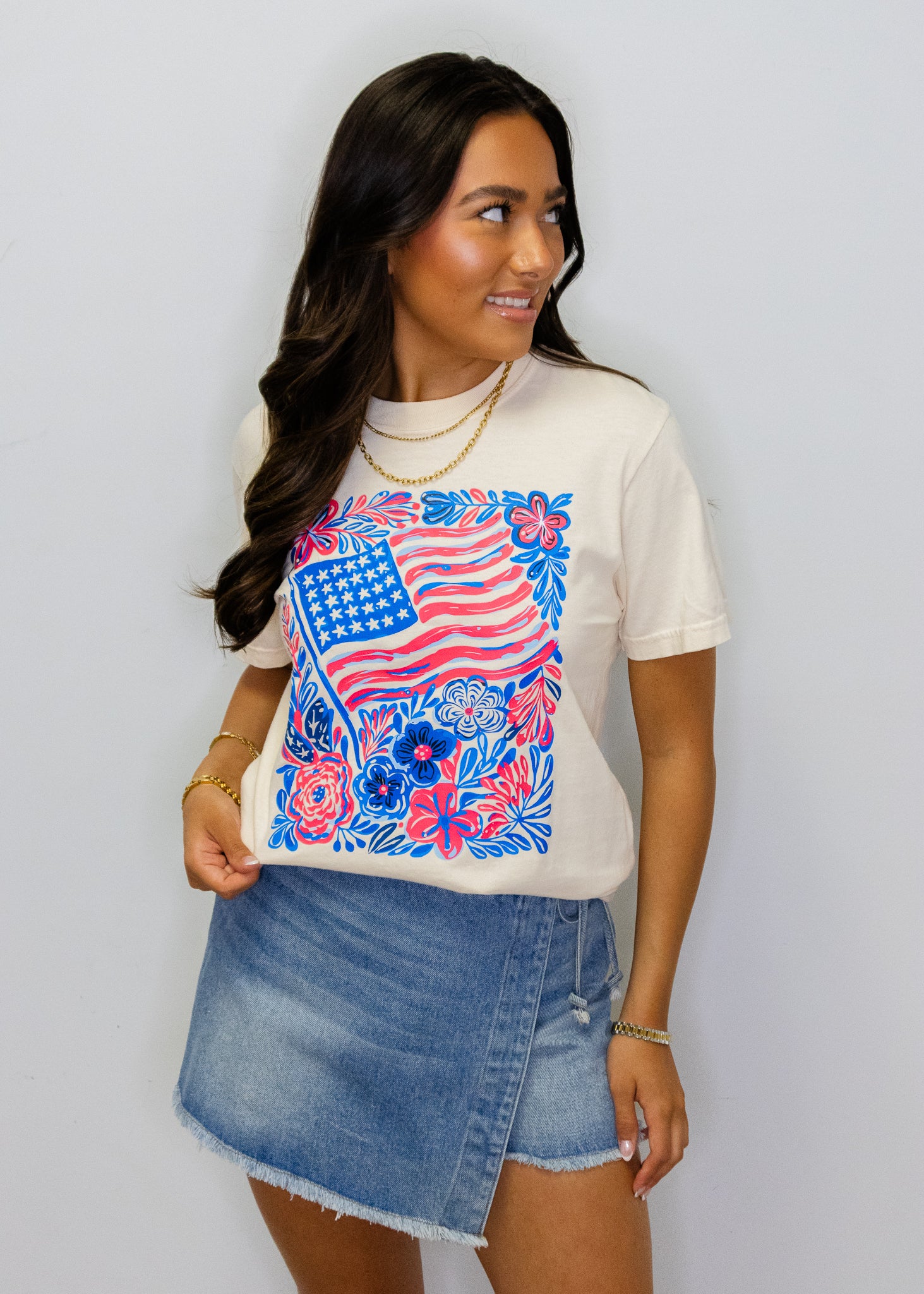 American Flag Floral T-Shirt