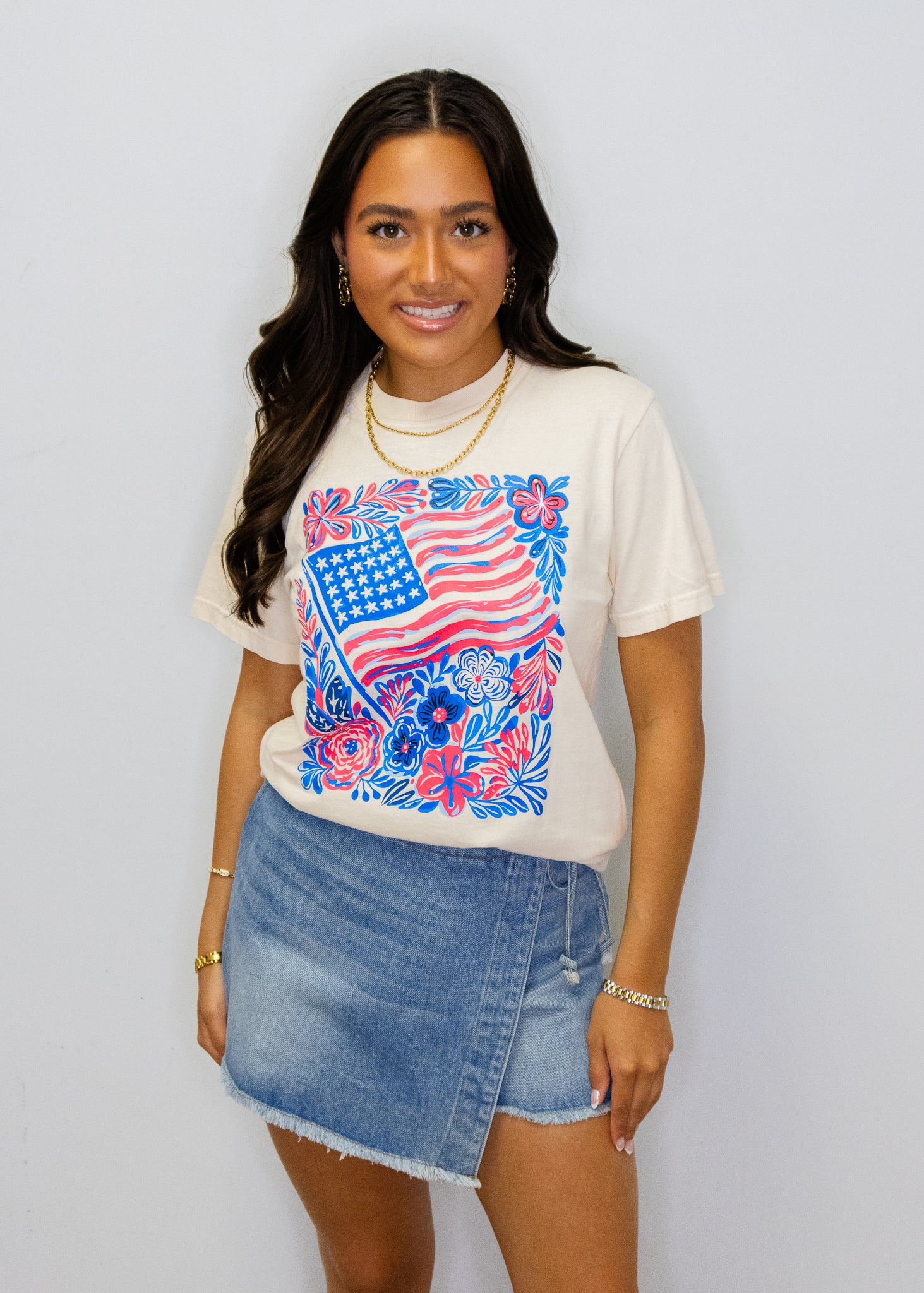 American Flag Floral T-Shirt