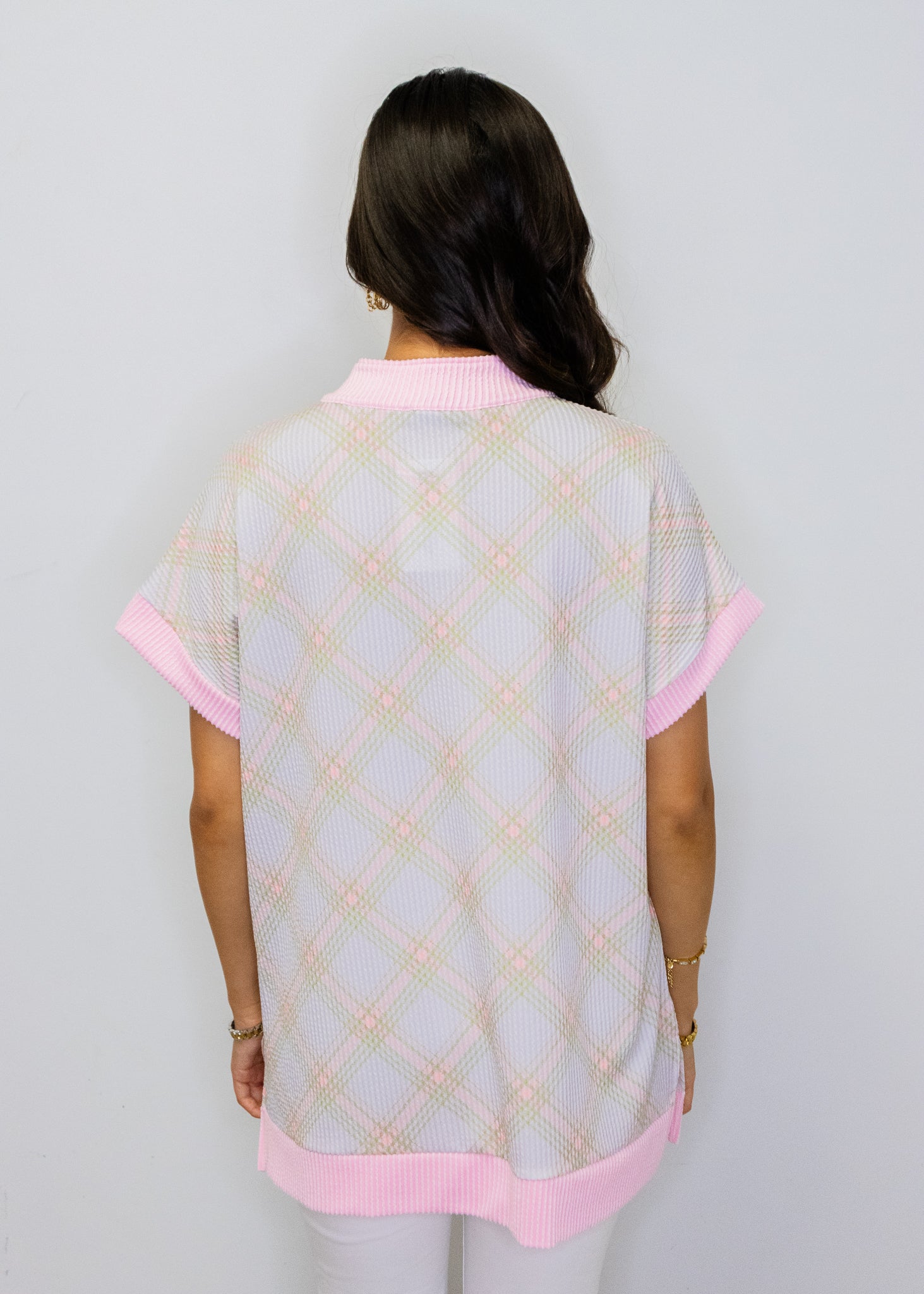 Pink Criss Cross Pattern Top