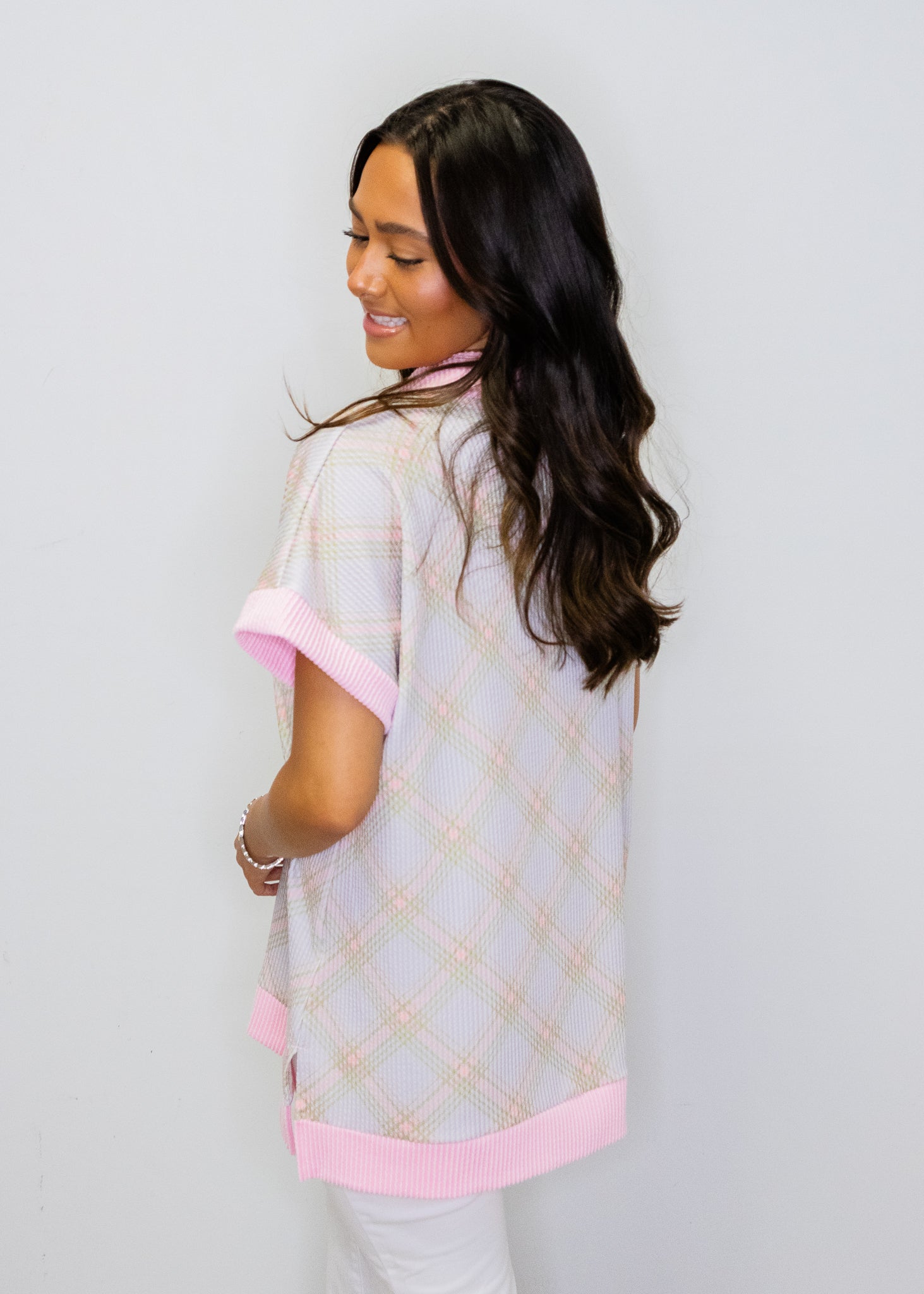 Pink Criss Cross Pattern Top