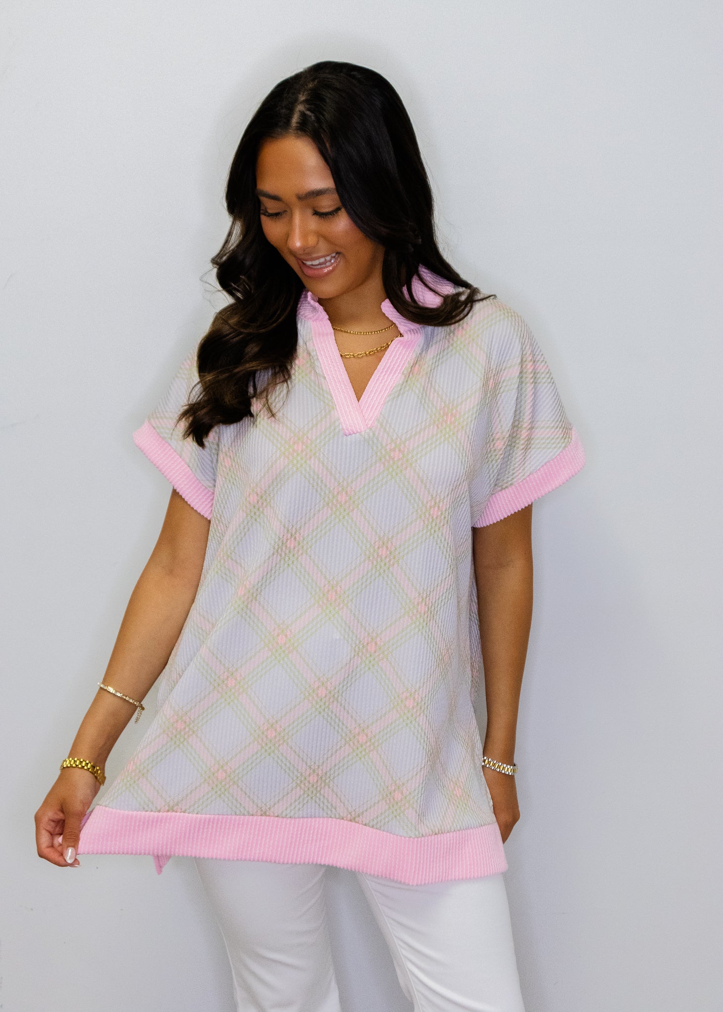 Pink Criss Cross Pattern Top