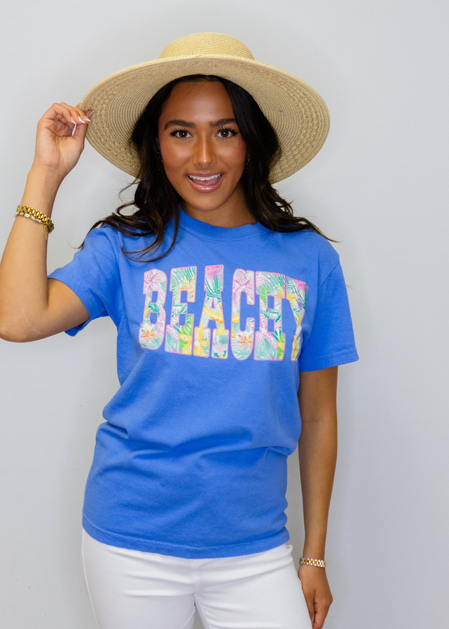 Blue BEACHY Fun Print T-Shirt