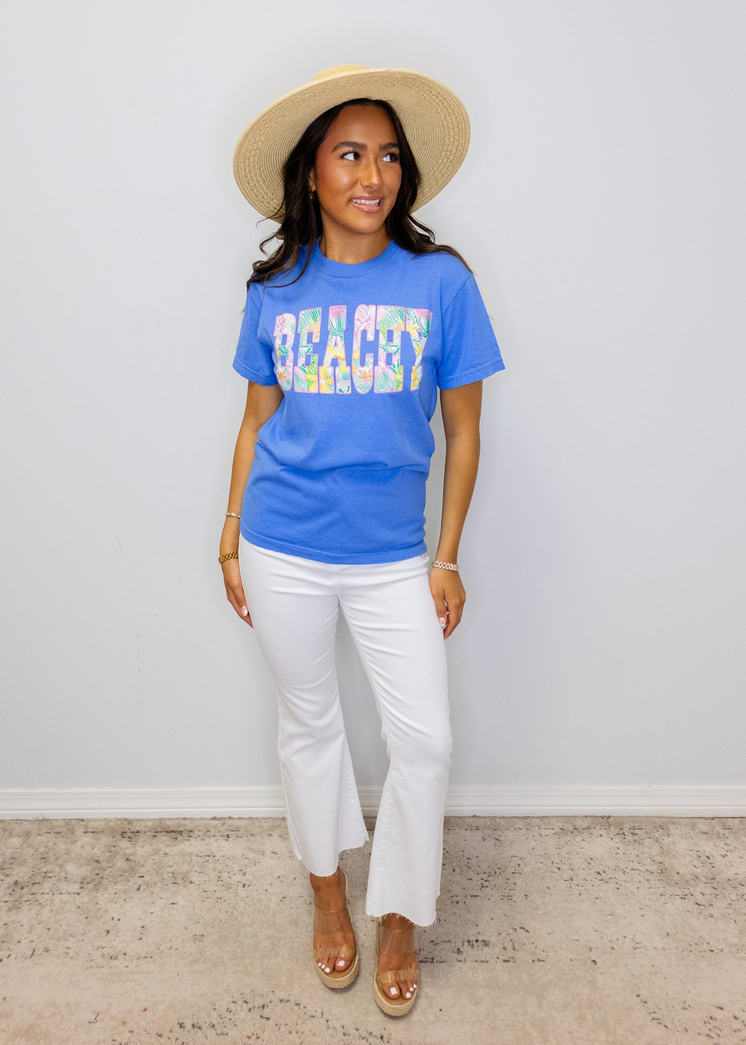Blue BEACHY Fun Print T-Shirt