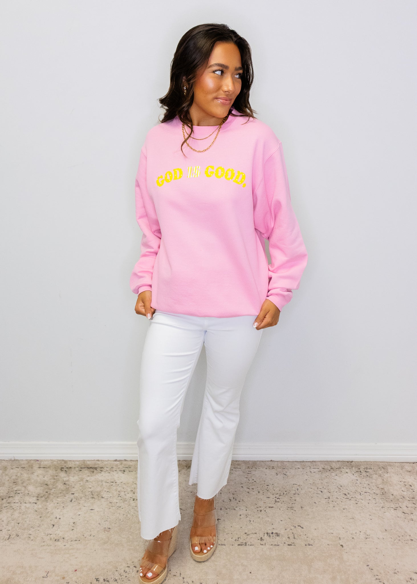 God Is Good Pink Sweatshirt