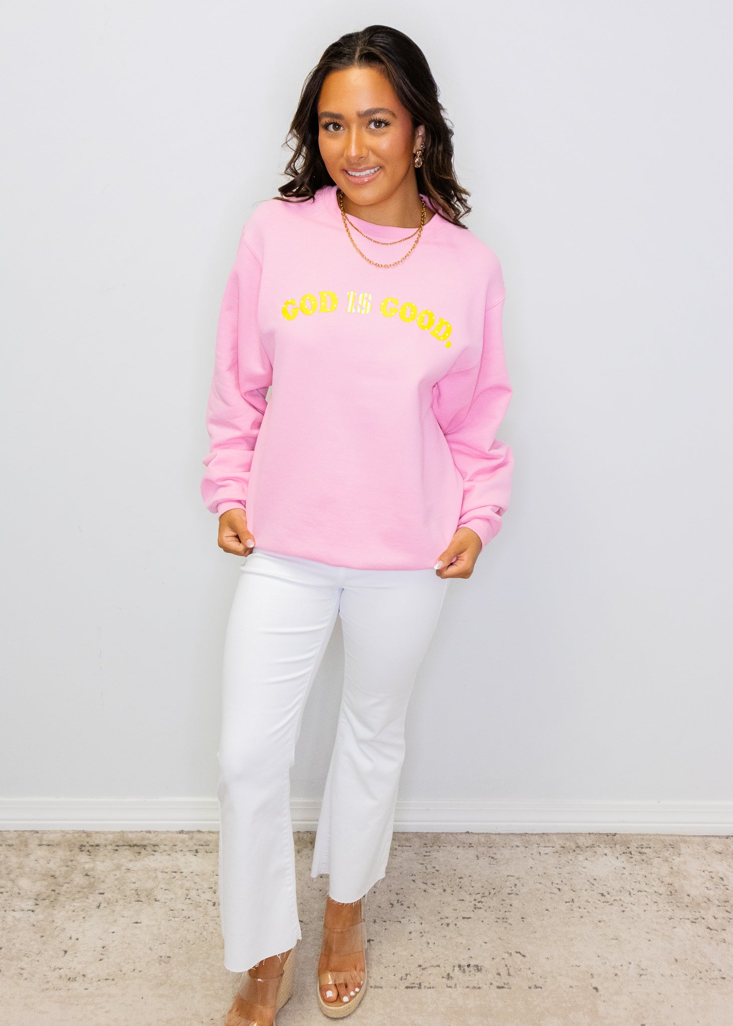 God Is Good Pink Sweatshirt