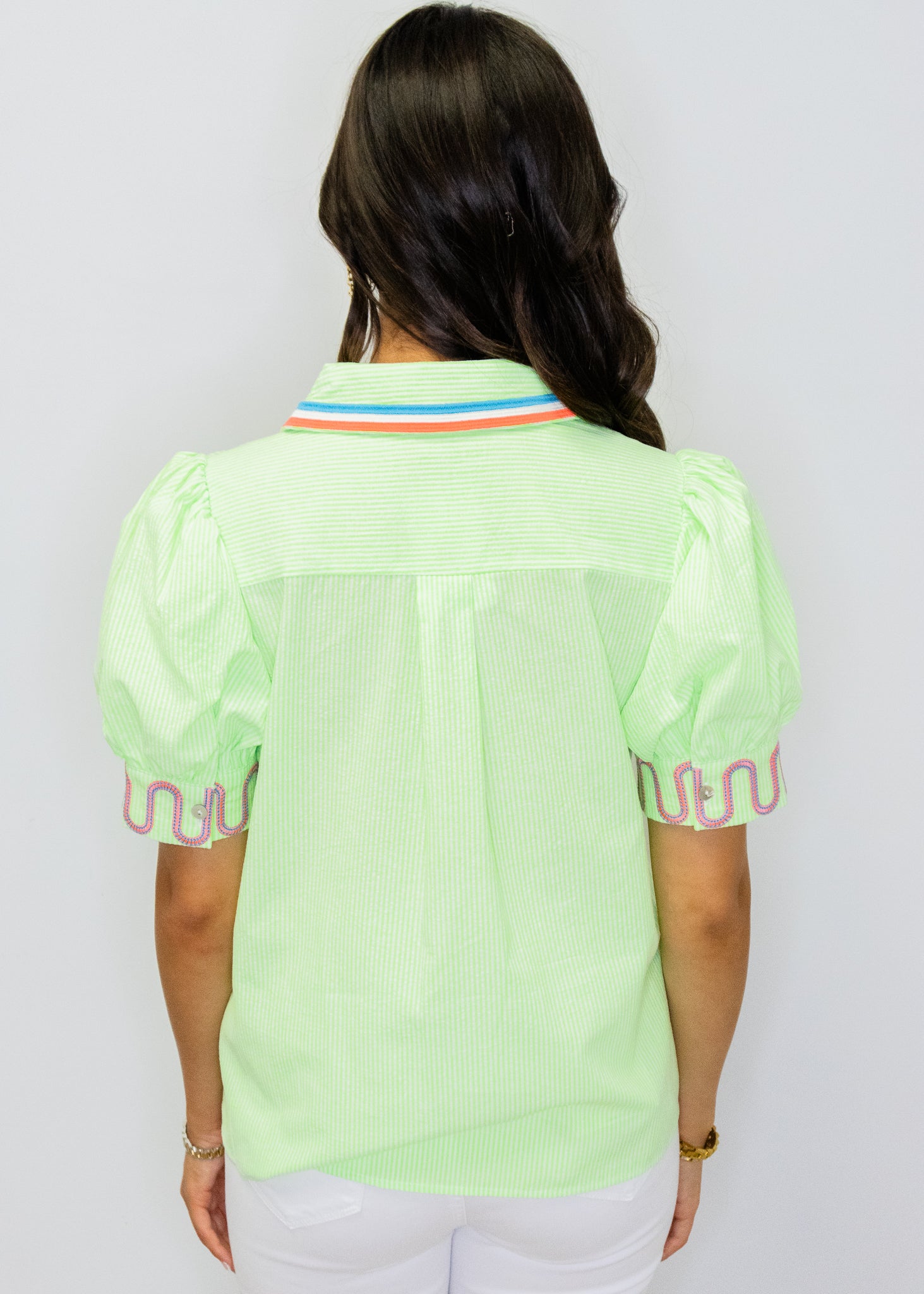 Neon Green Embroidered Detail Top