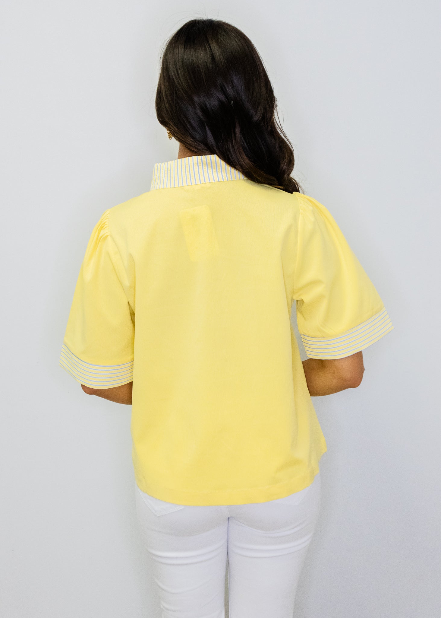 Butter Yellow White Contrast Top