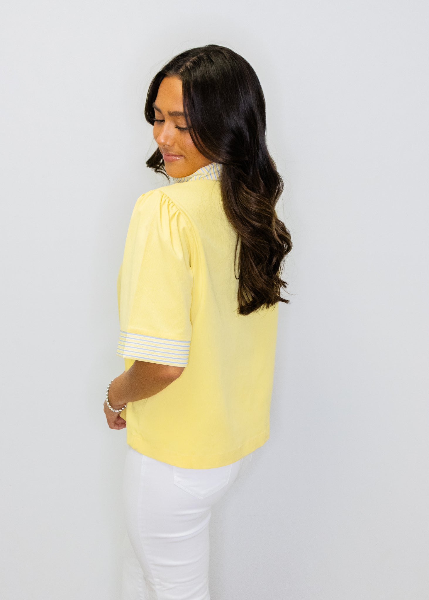 Butter Yellow White Contrast Top