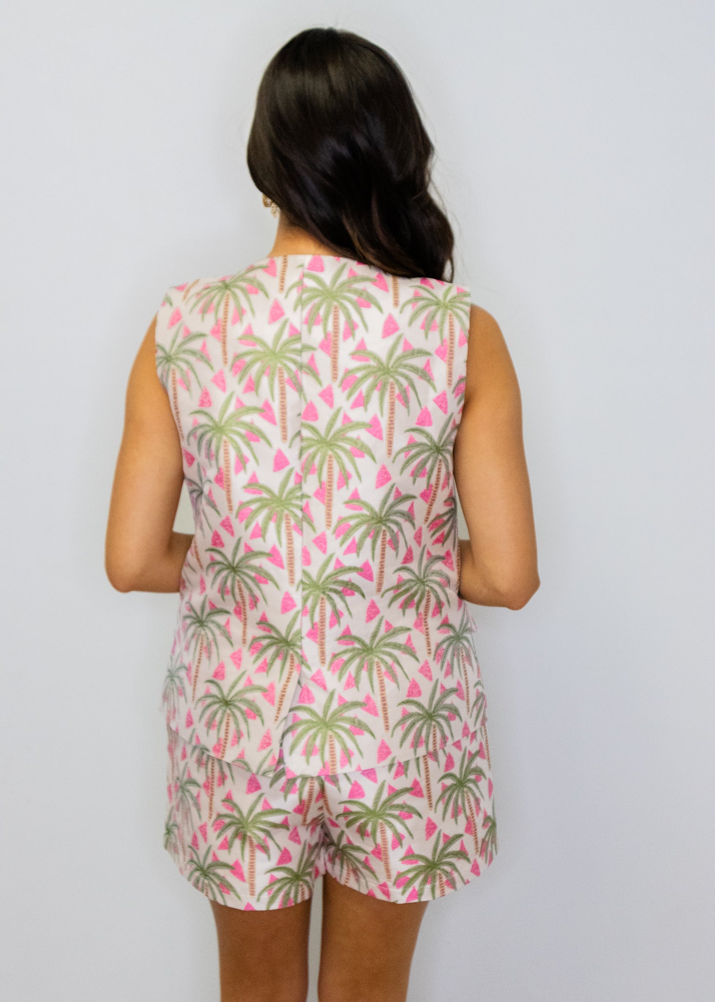 Green & Pink Palm Tree Shorts