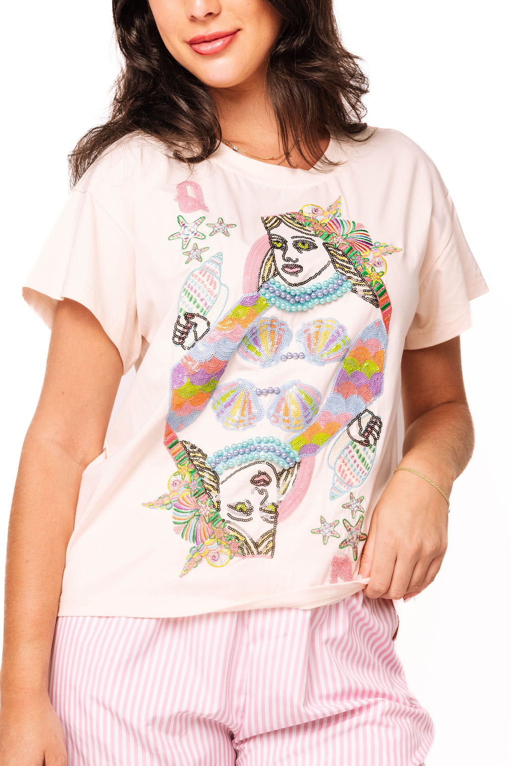 Light Pink QOS Queen of the Sea Card Tee