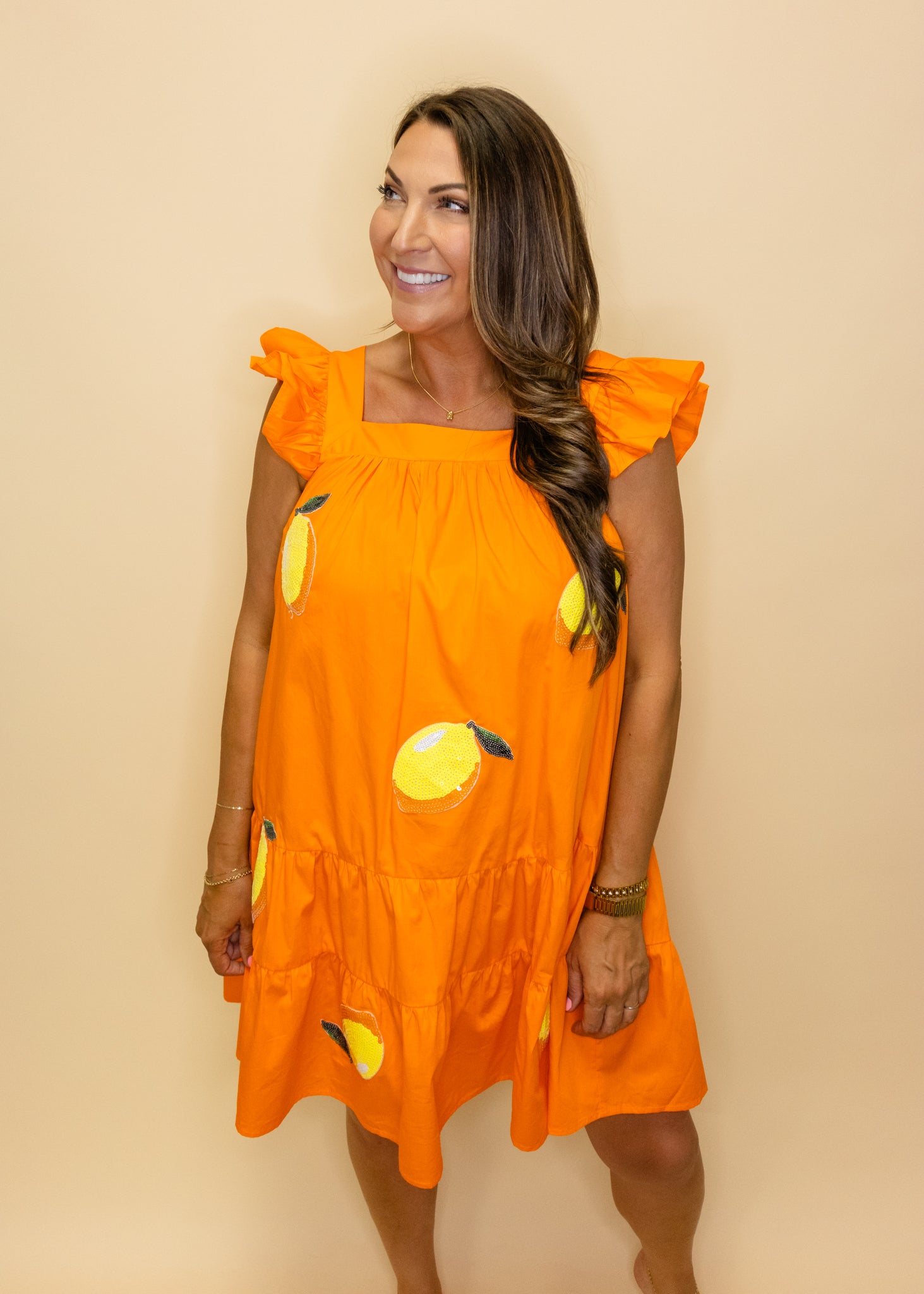 Orange Sequin Lemon Dress