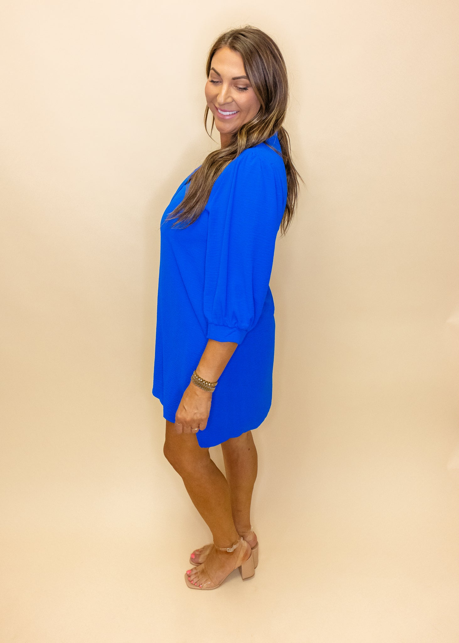 Royal Blue Solid Pocket Dress
