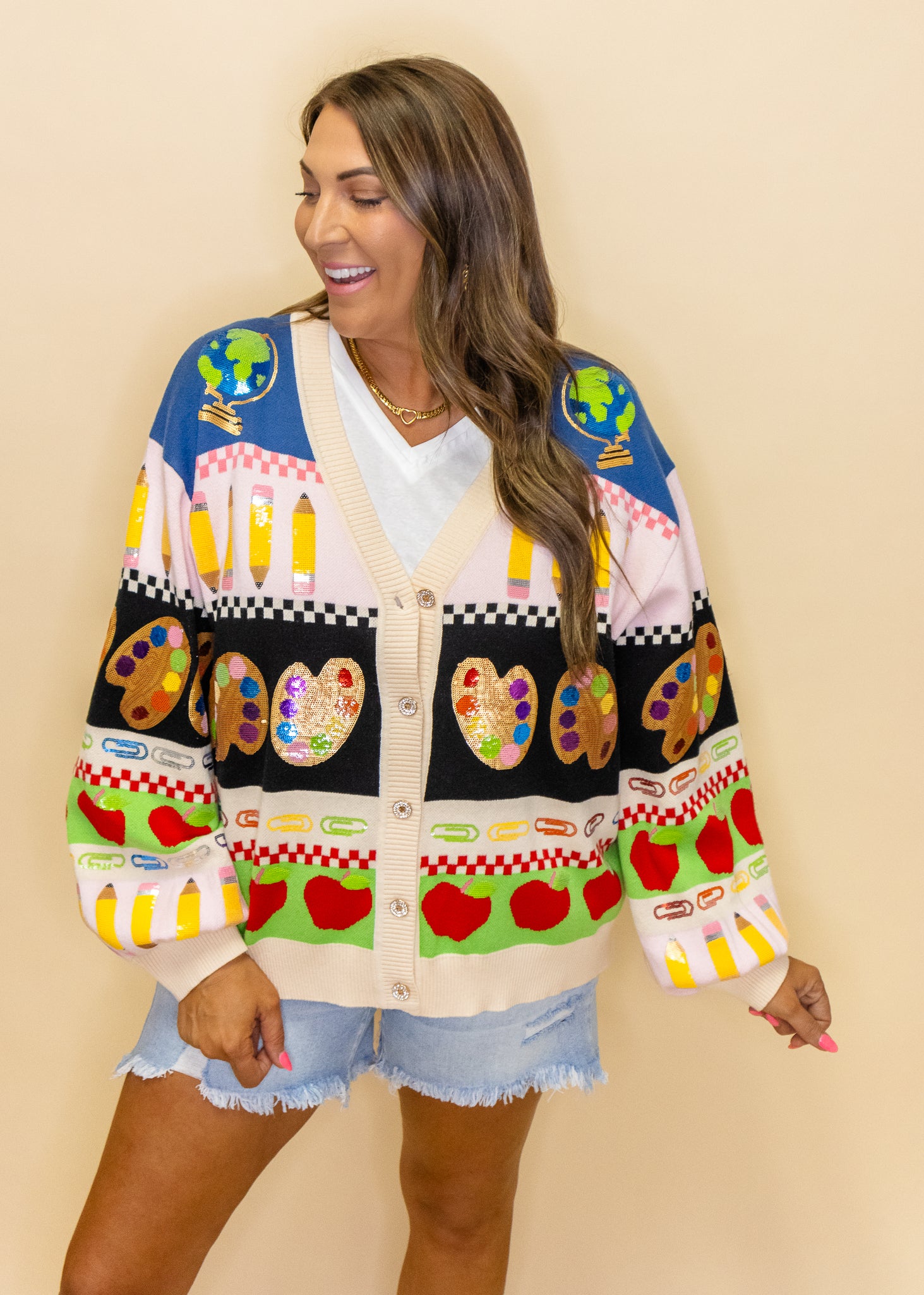 Teacher Icon Button Up Cardigan