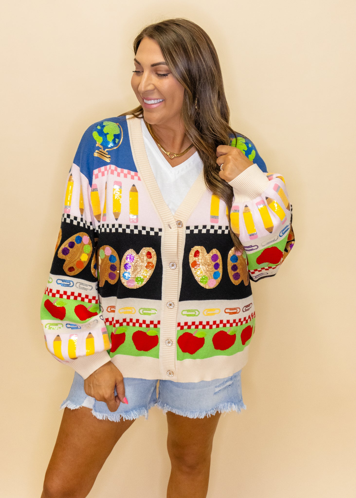 Teacher Icon Button Up Cardigan