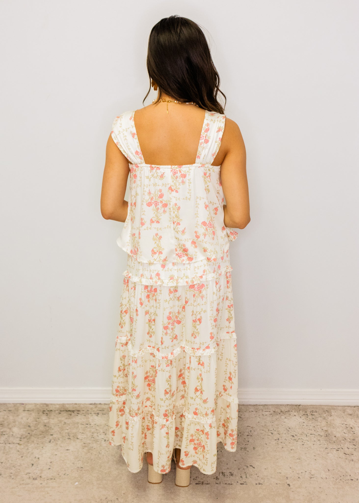 Ivory Floral Skirt Set