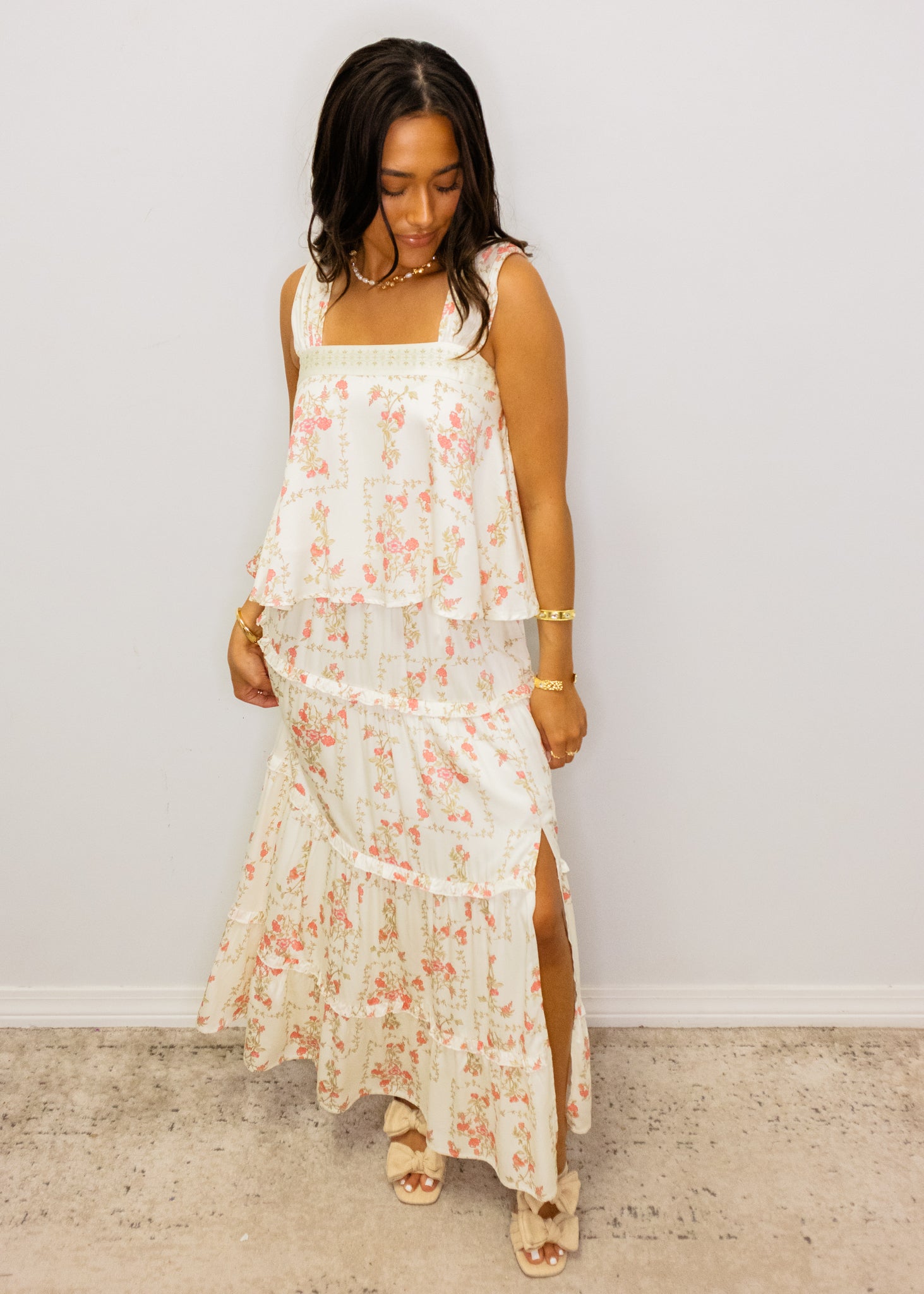 Ivory Floral Skirt Set