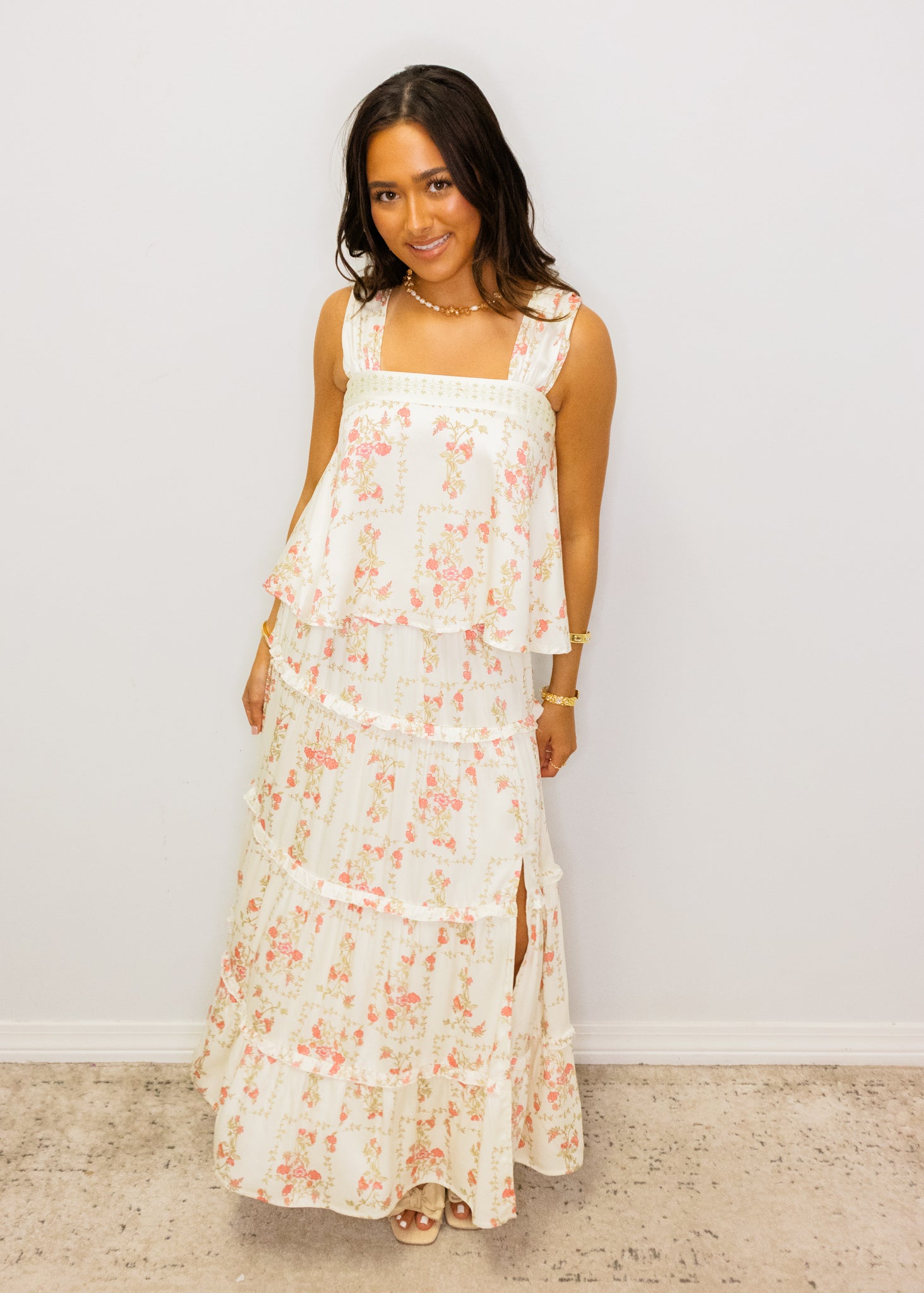 Ivory Floral Skirt Set