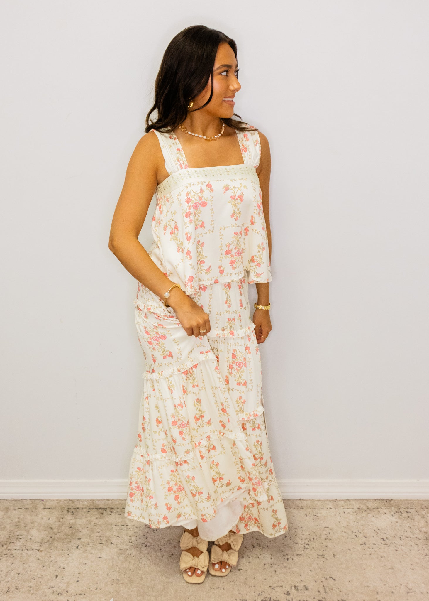 Ivory Floral Skirt Set