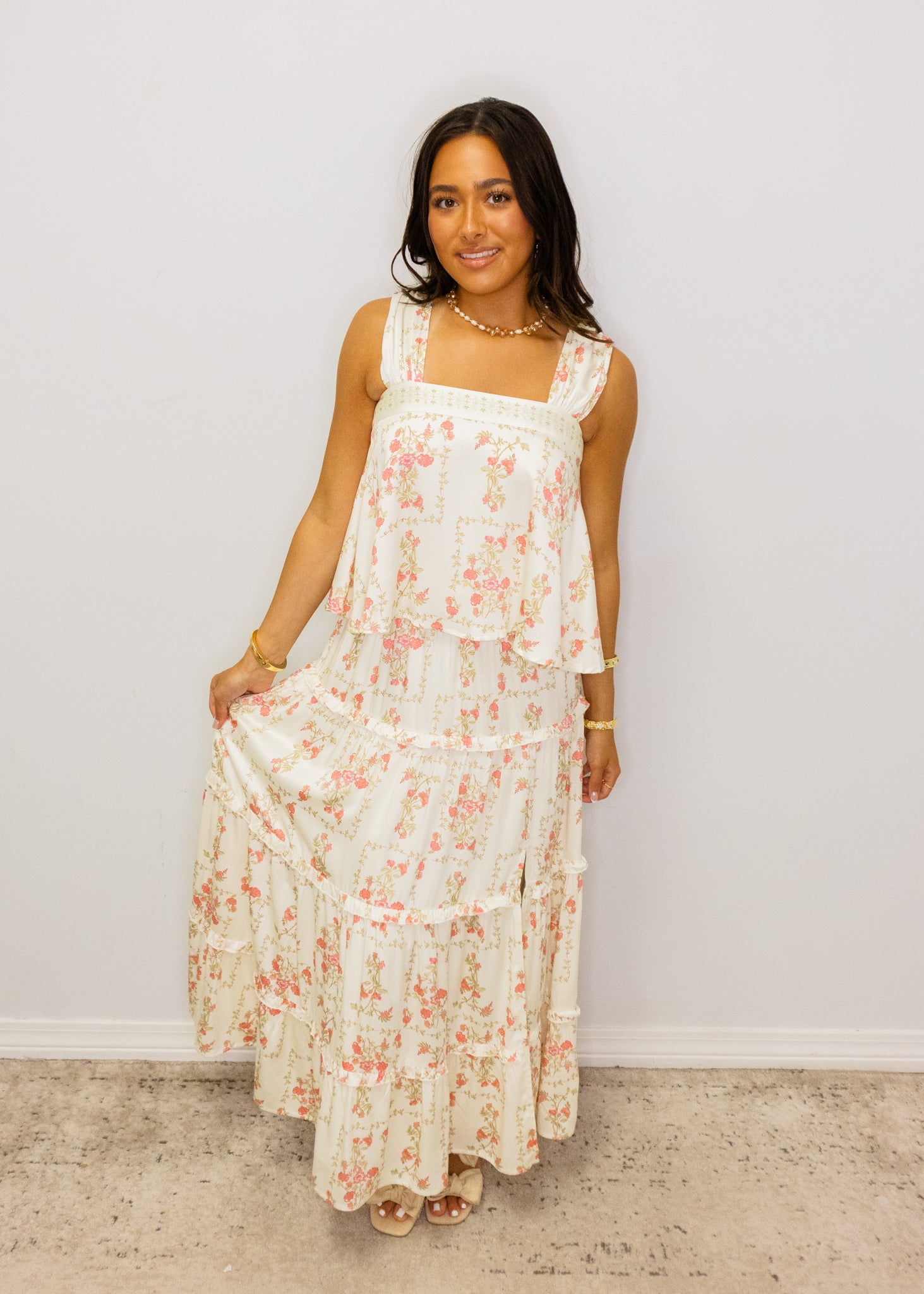 Ivory Floral Skirt Set
