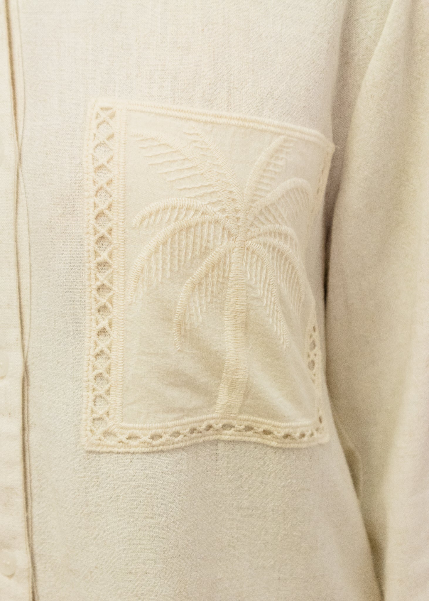 Natural Linen Palm Tree Shorts Set