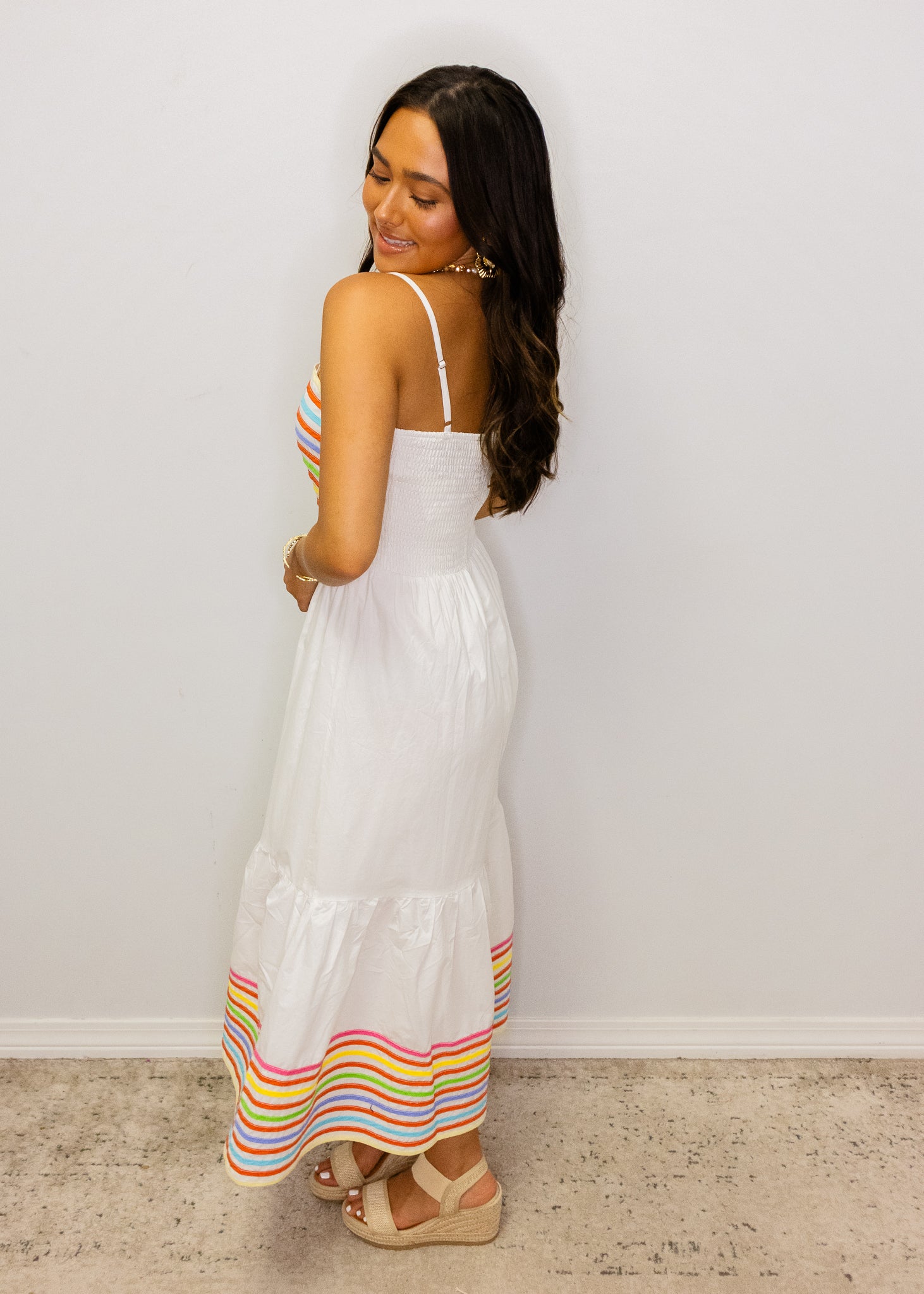 Multi Color Stripe Midi Dress