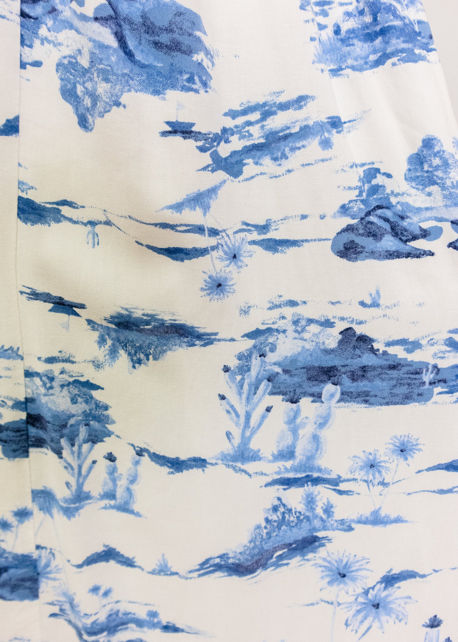 White & Blue Scenic Halter Maxi Dress