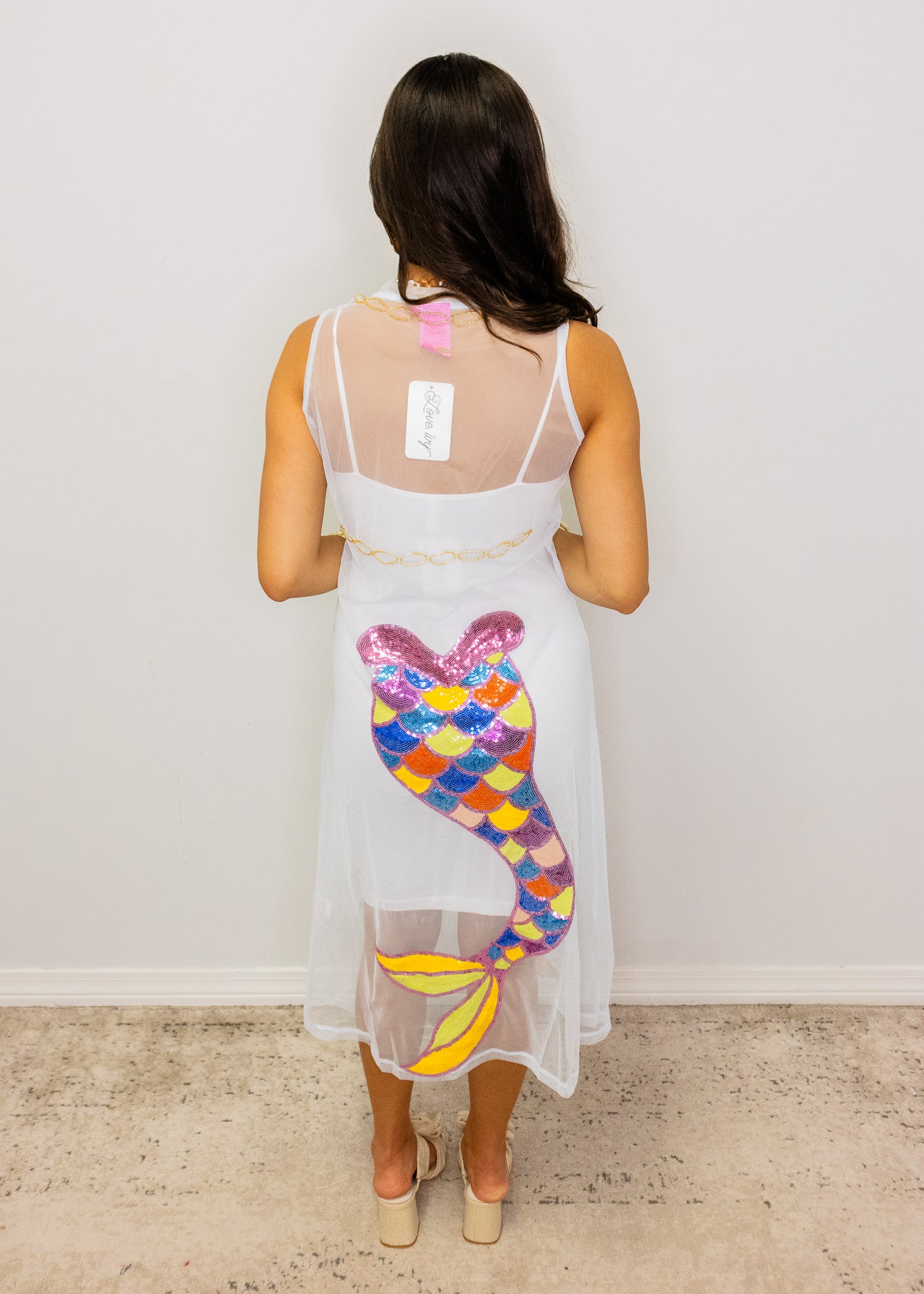 White Sheer Mermaid Midi Coverup