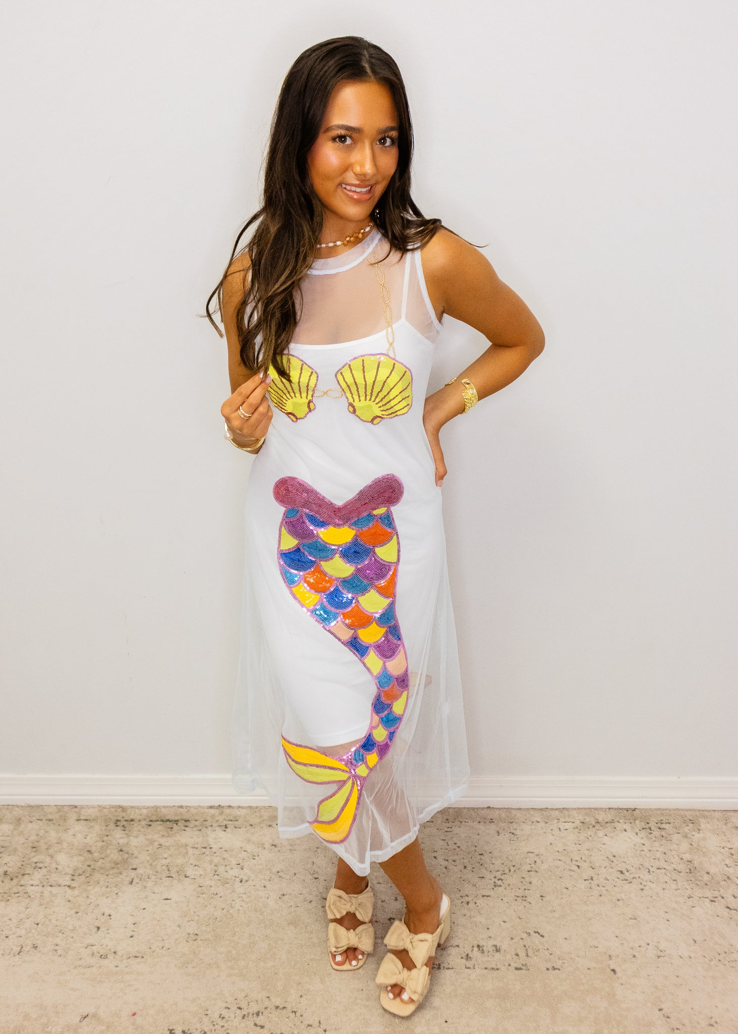 White Sheer Mermaid Midi Coverup