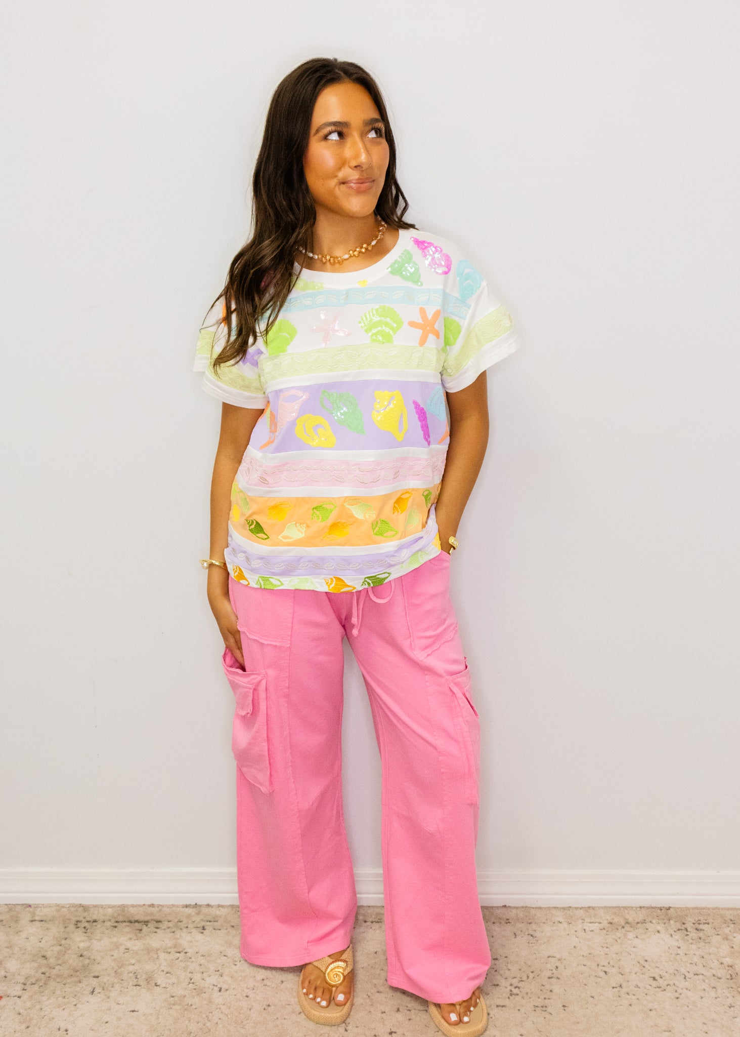 Pink French Terry Cargo Pants