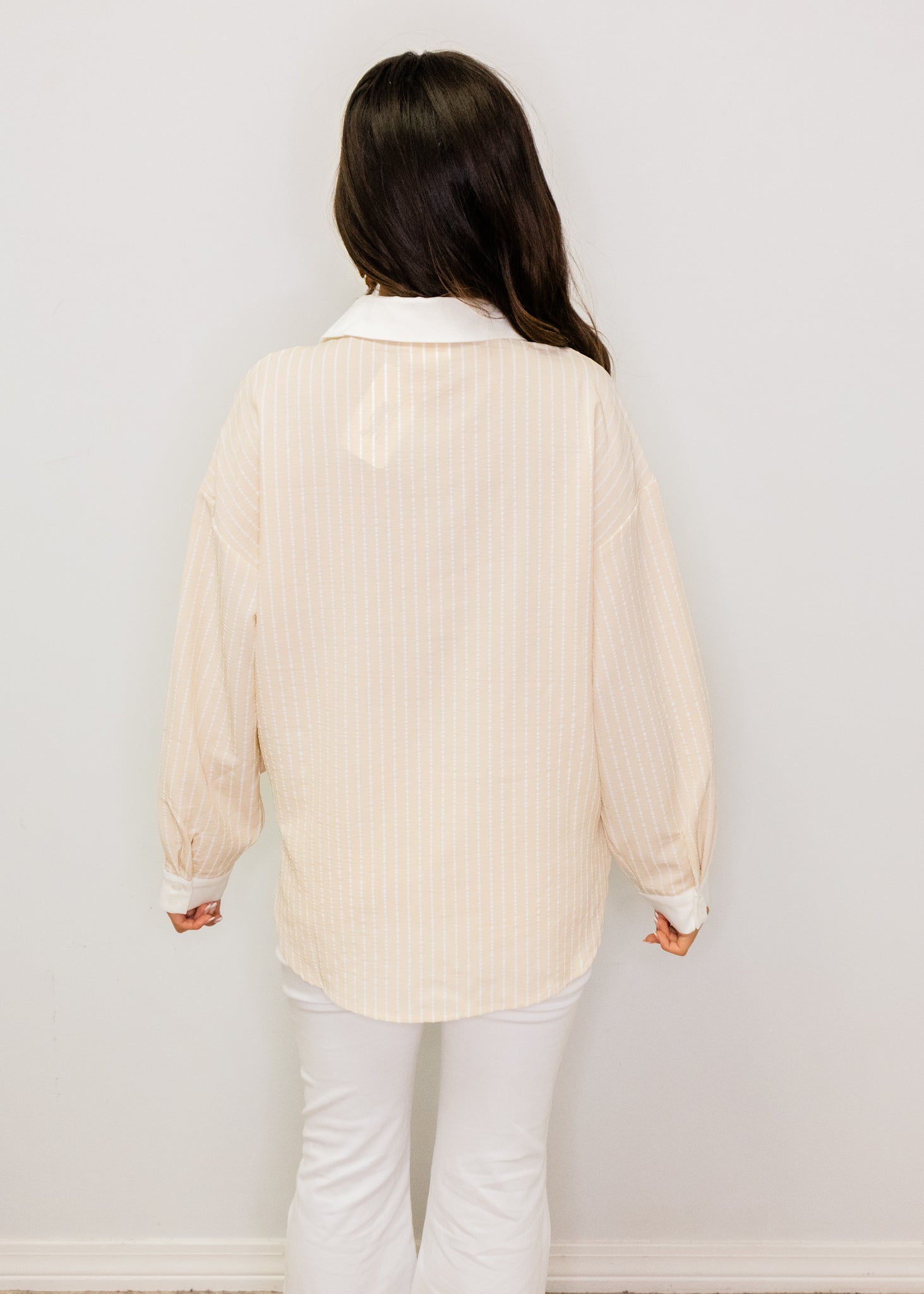 Sand Stripe Button Up Top