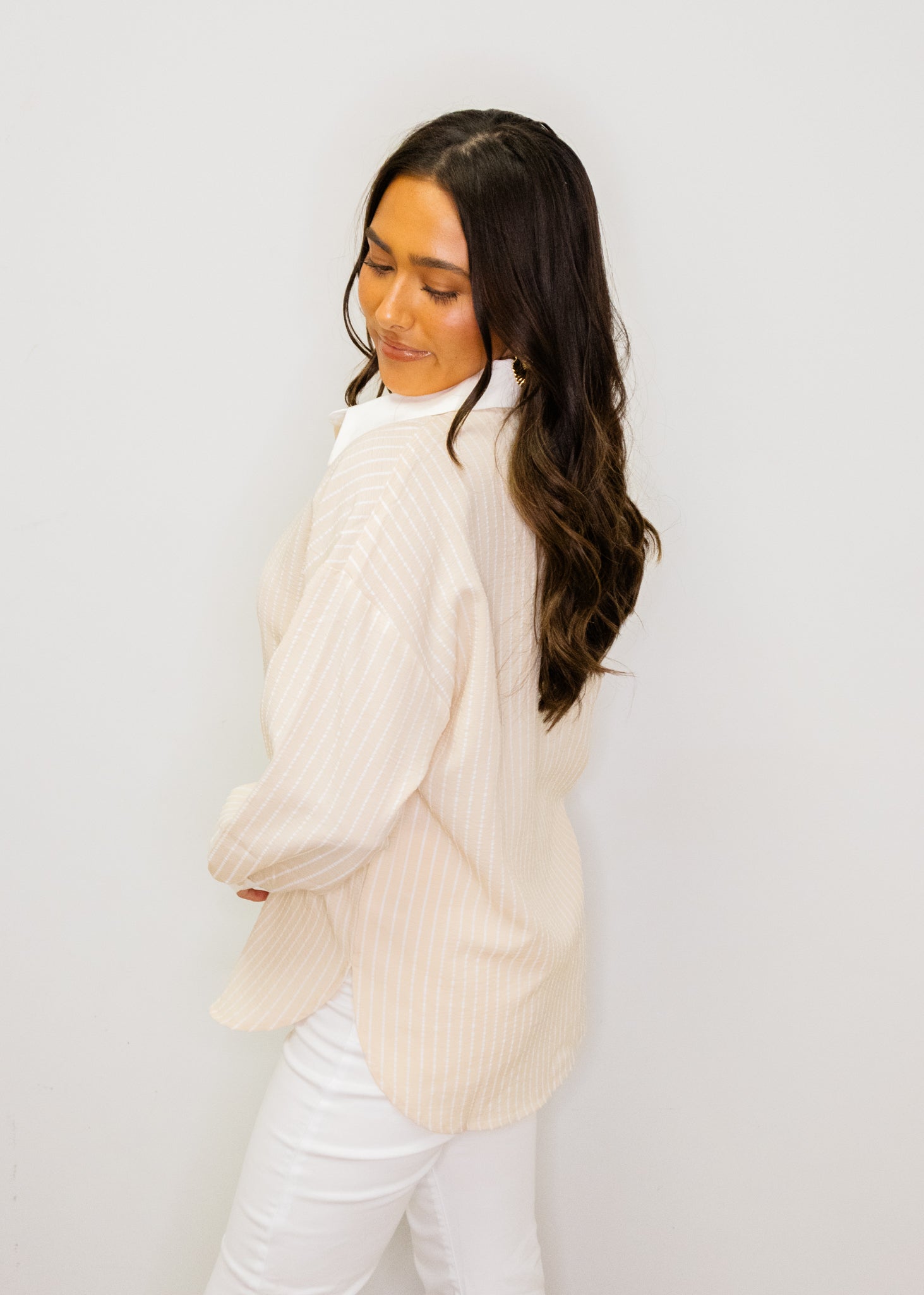 Sand Stripe Button Up Top
