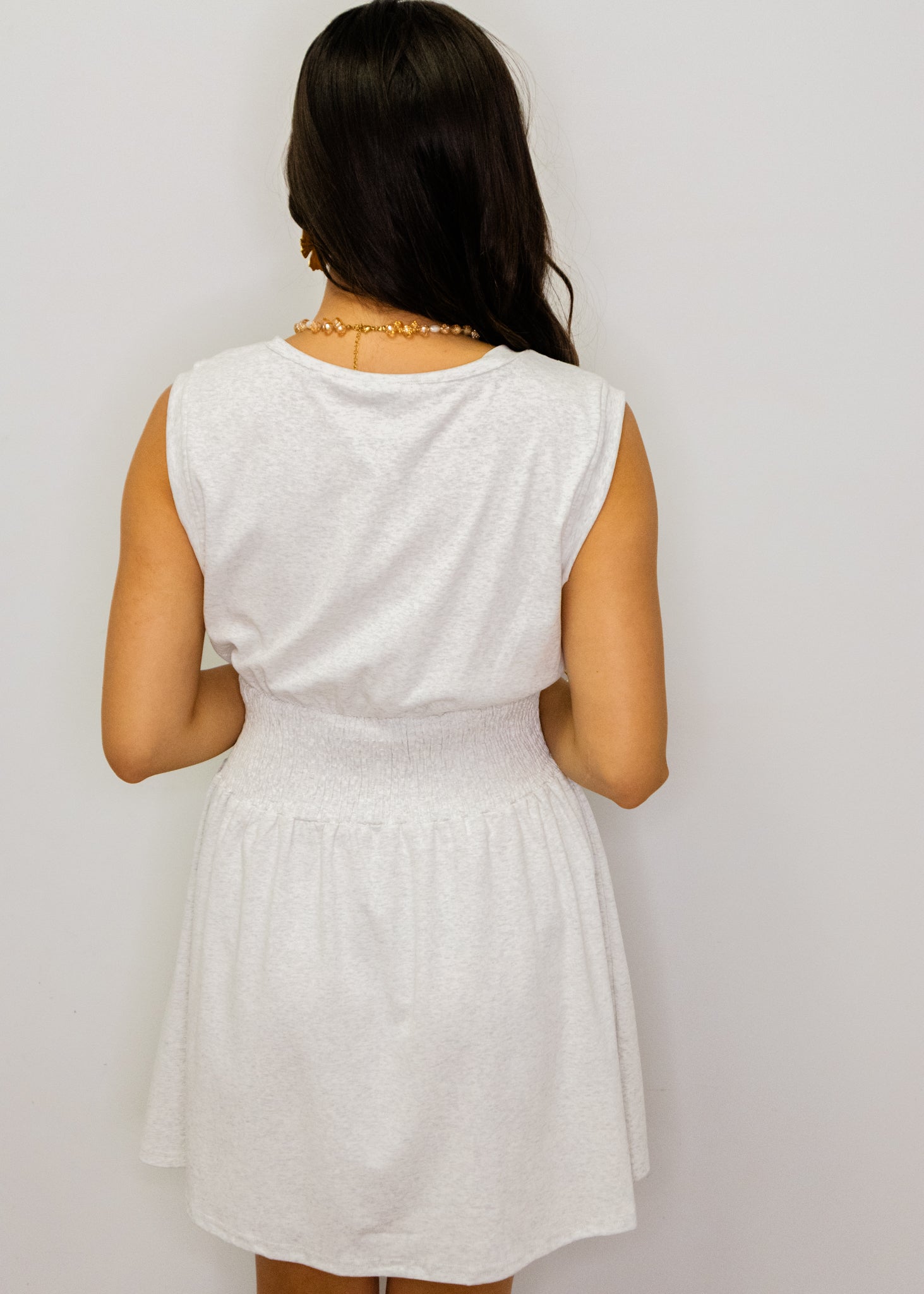 White Smocked Waist Mini Dress