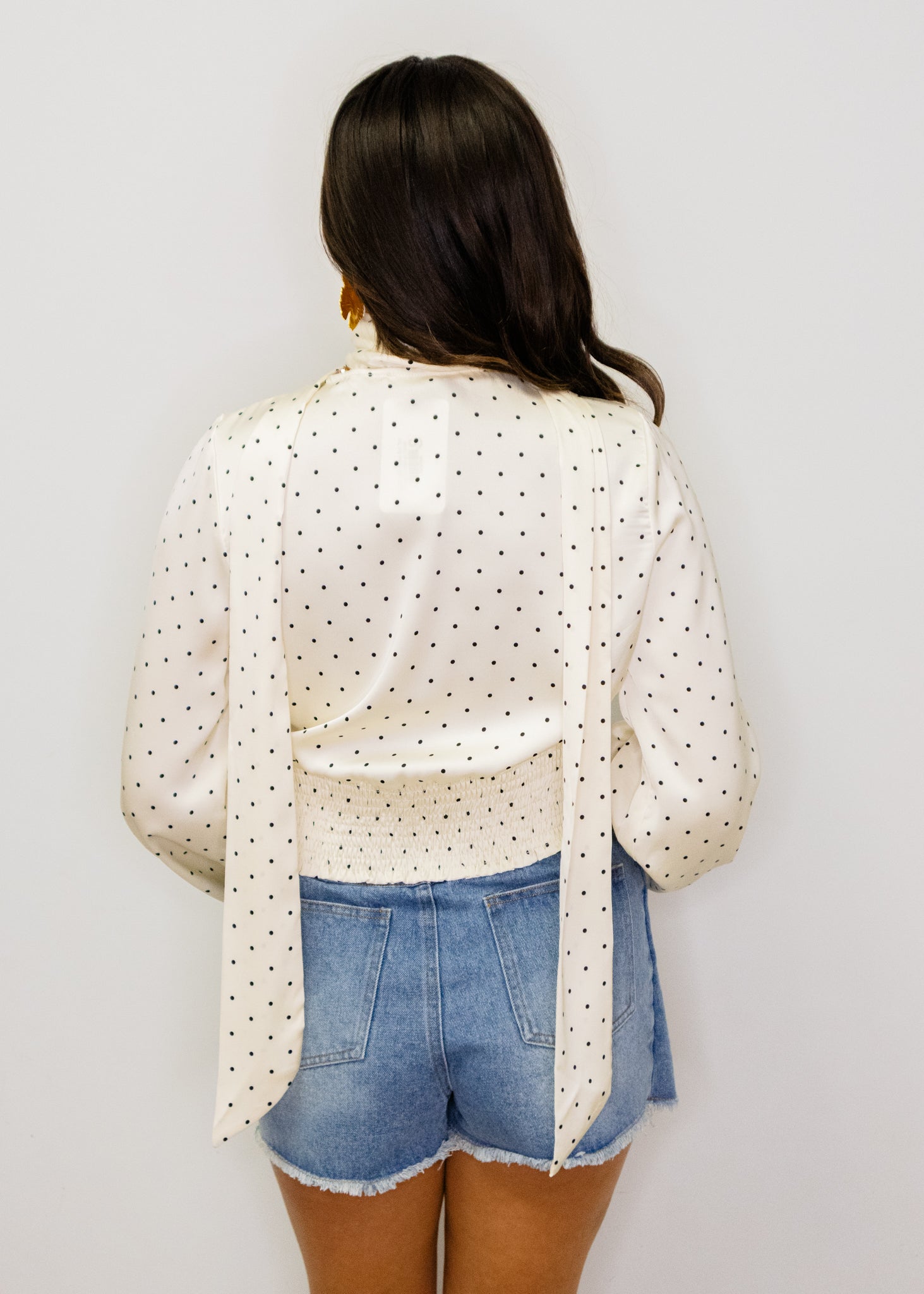 Cream Satin Polka Dot Top