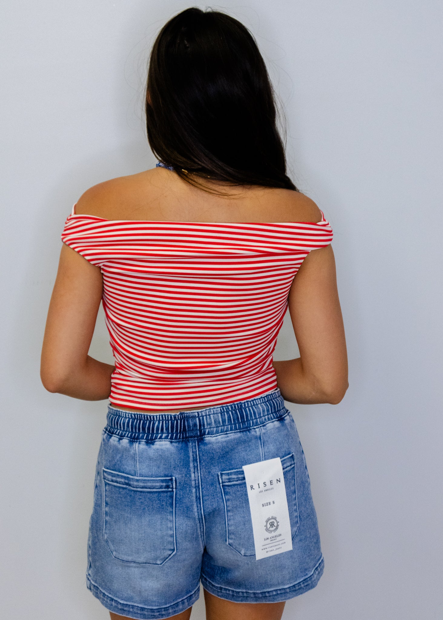 Red Stripe Off the Shoulder Top