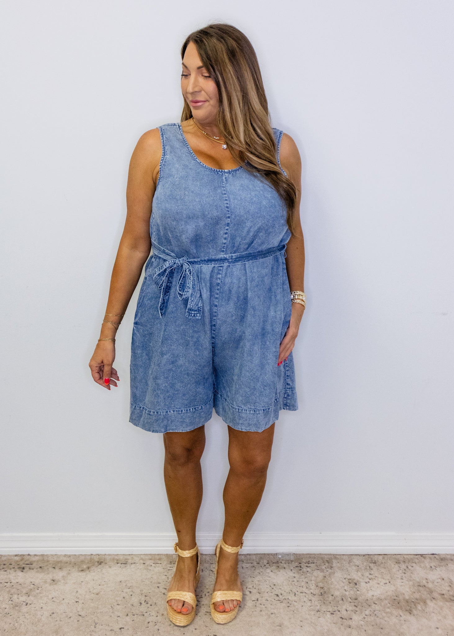 Tencel Denim Tie Pocket Romper