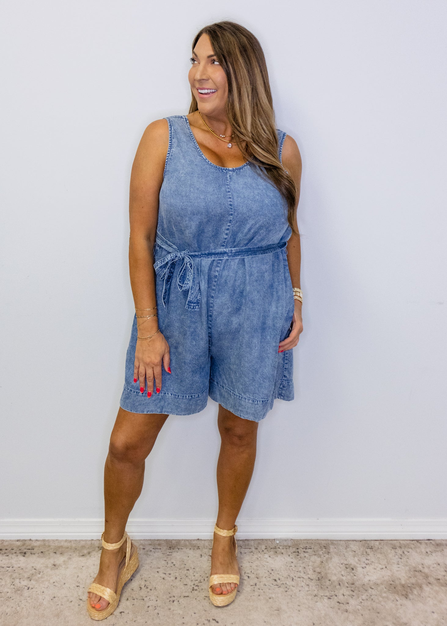 Tencel Denim Tie Pocket Romper