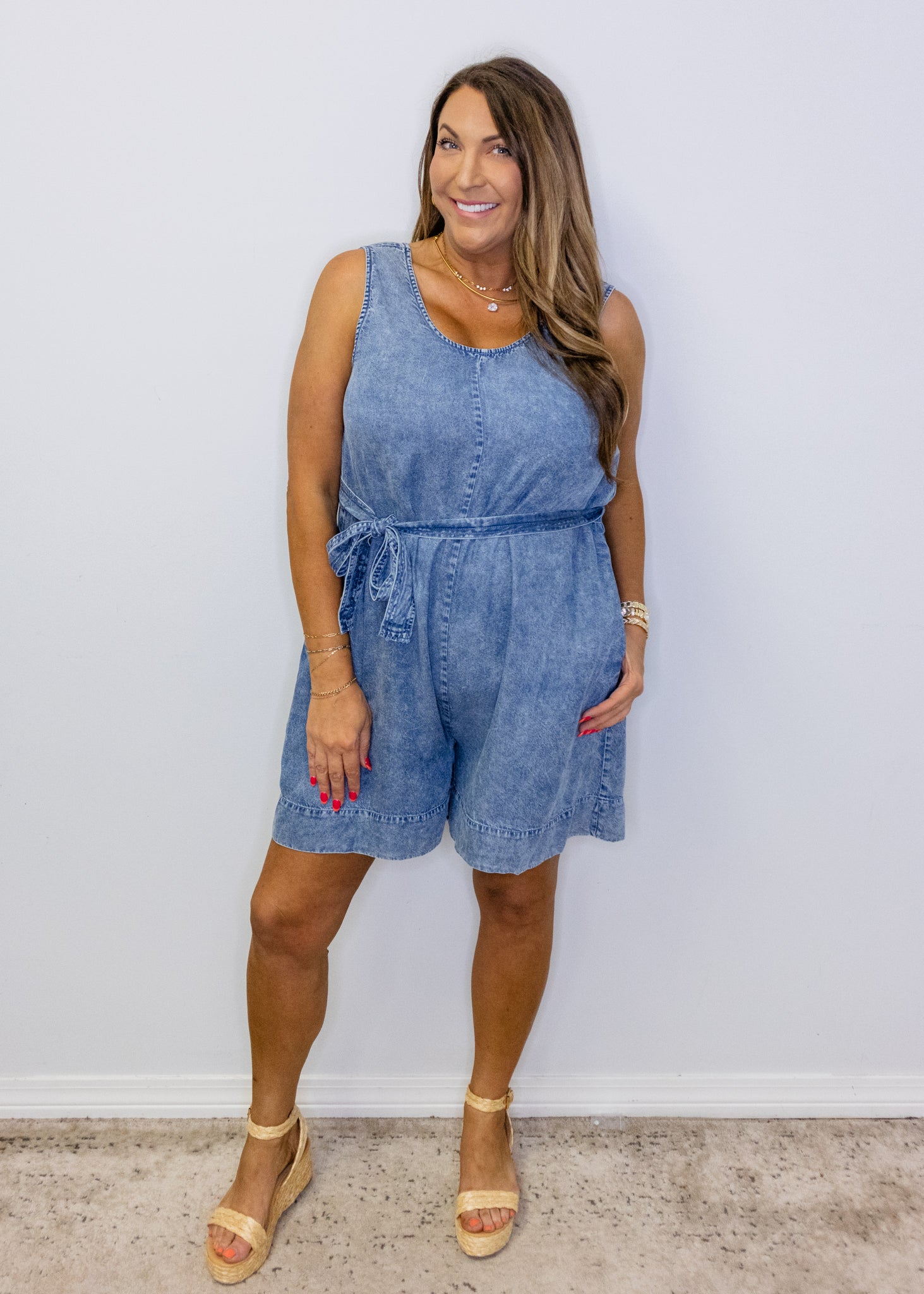 Tencel Denim Tie Pocket Romper
