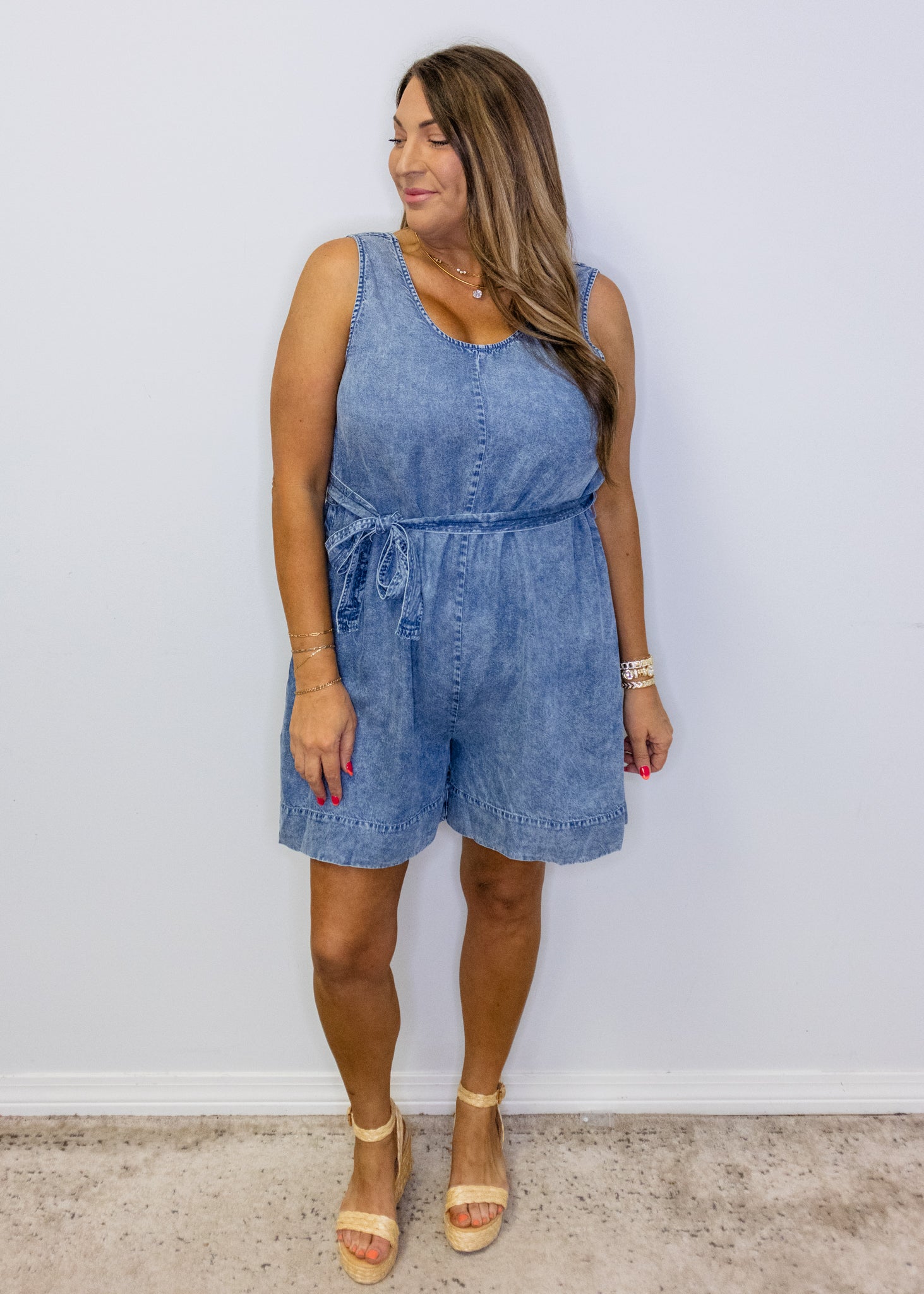 Tencel Denim Tie Pocket Romper