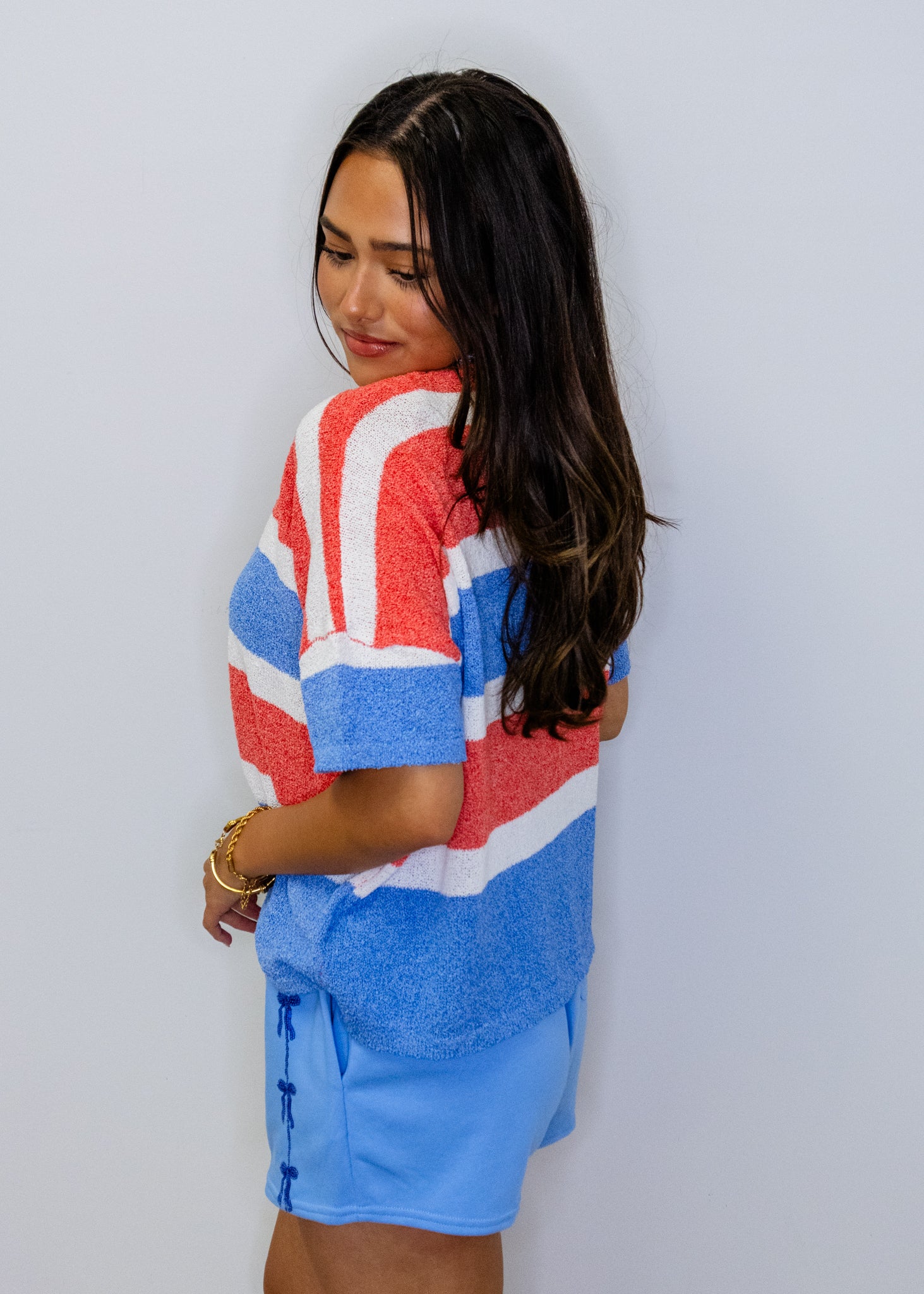 Red White & Blue Stripe Top