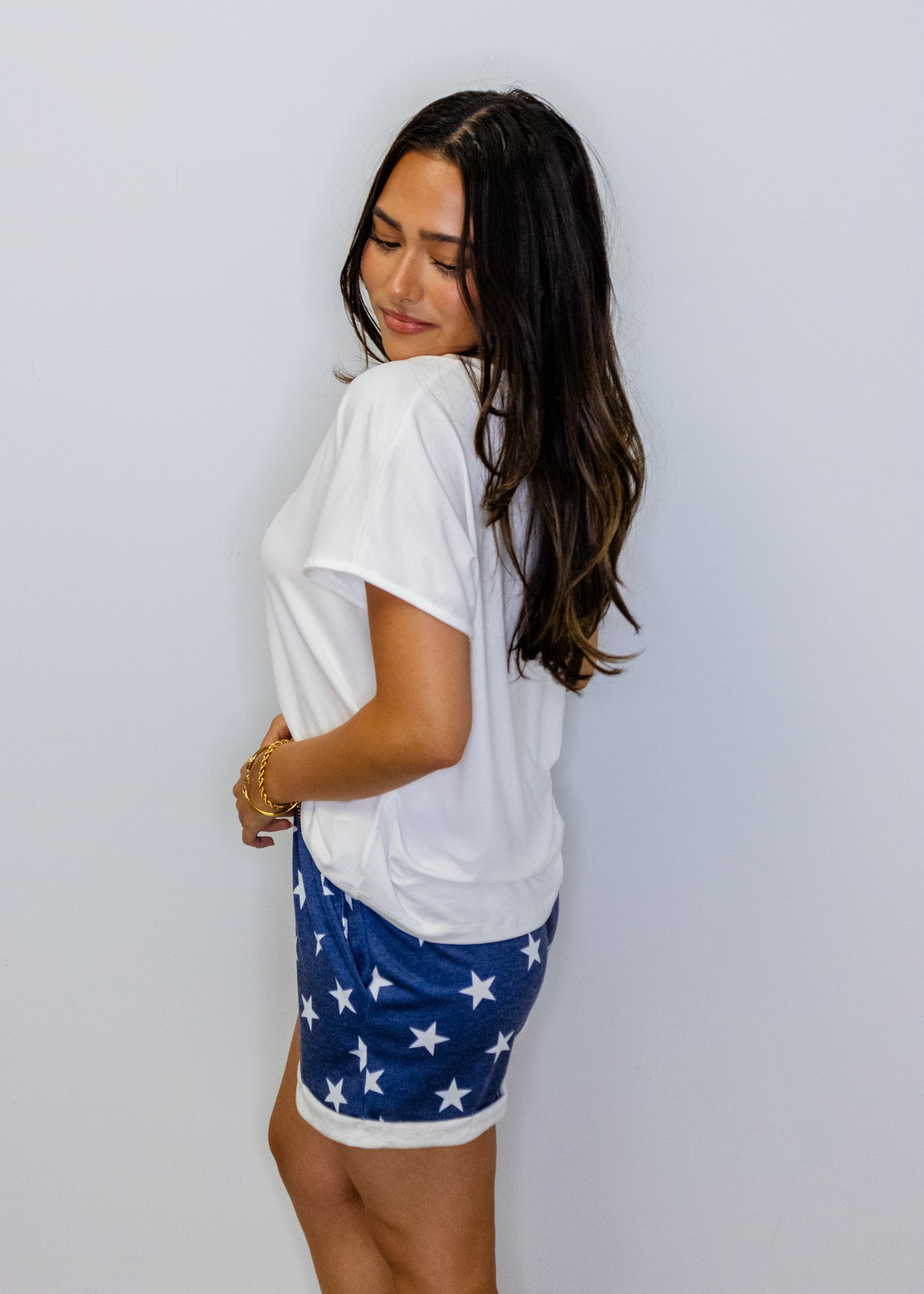 Navy Stars Print Soft Shorts