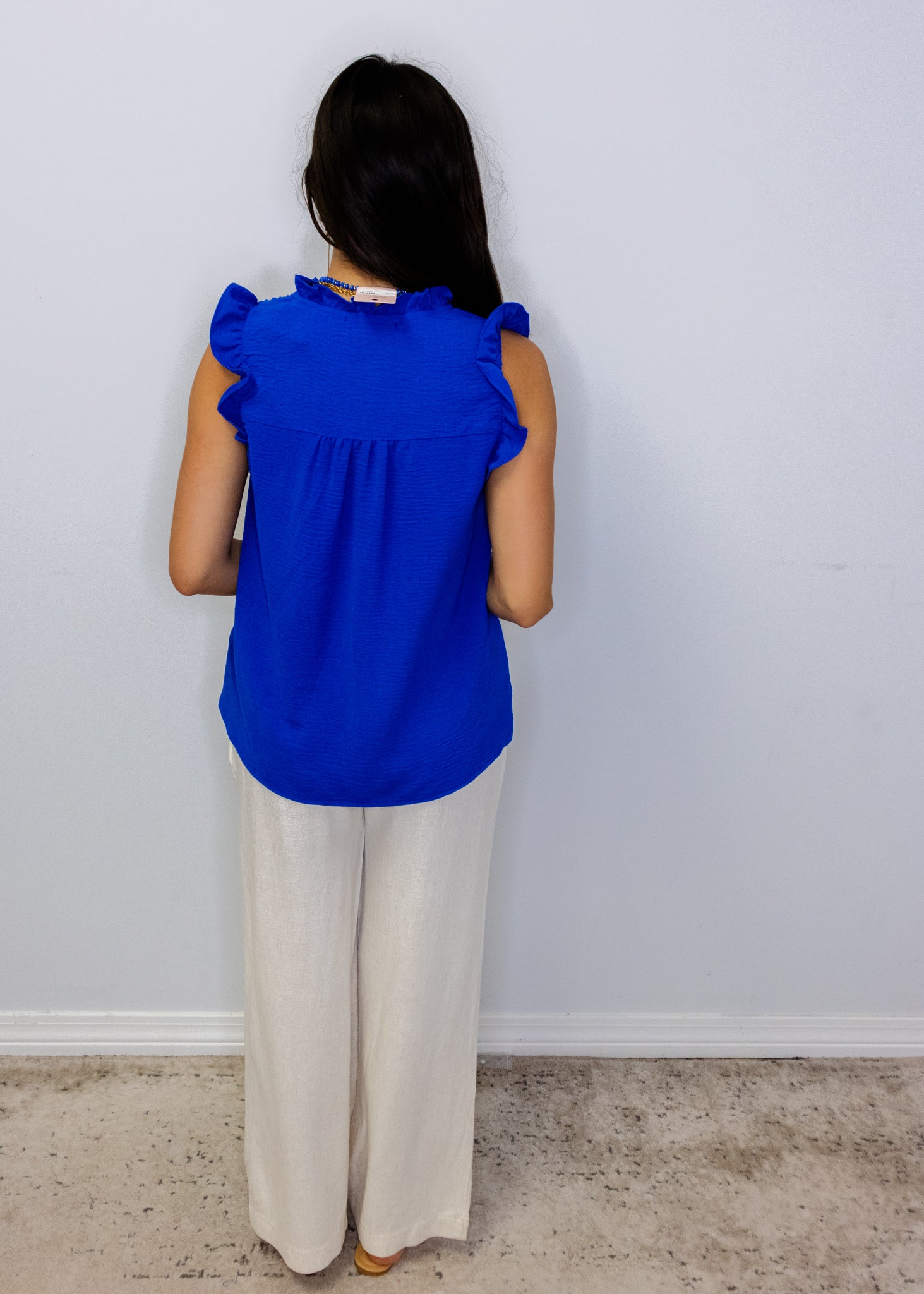 Royal Frilled Sleeveless Top