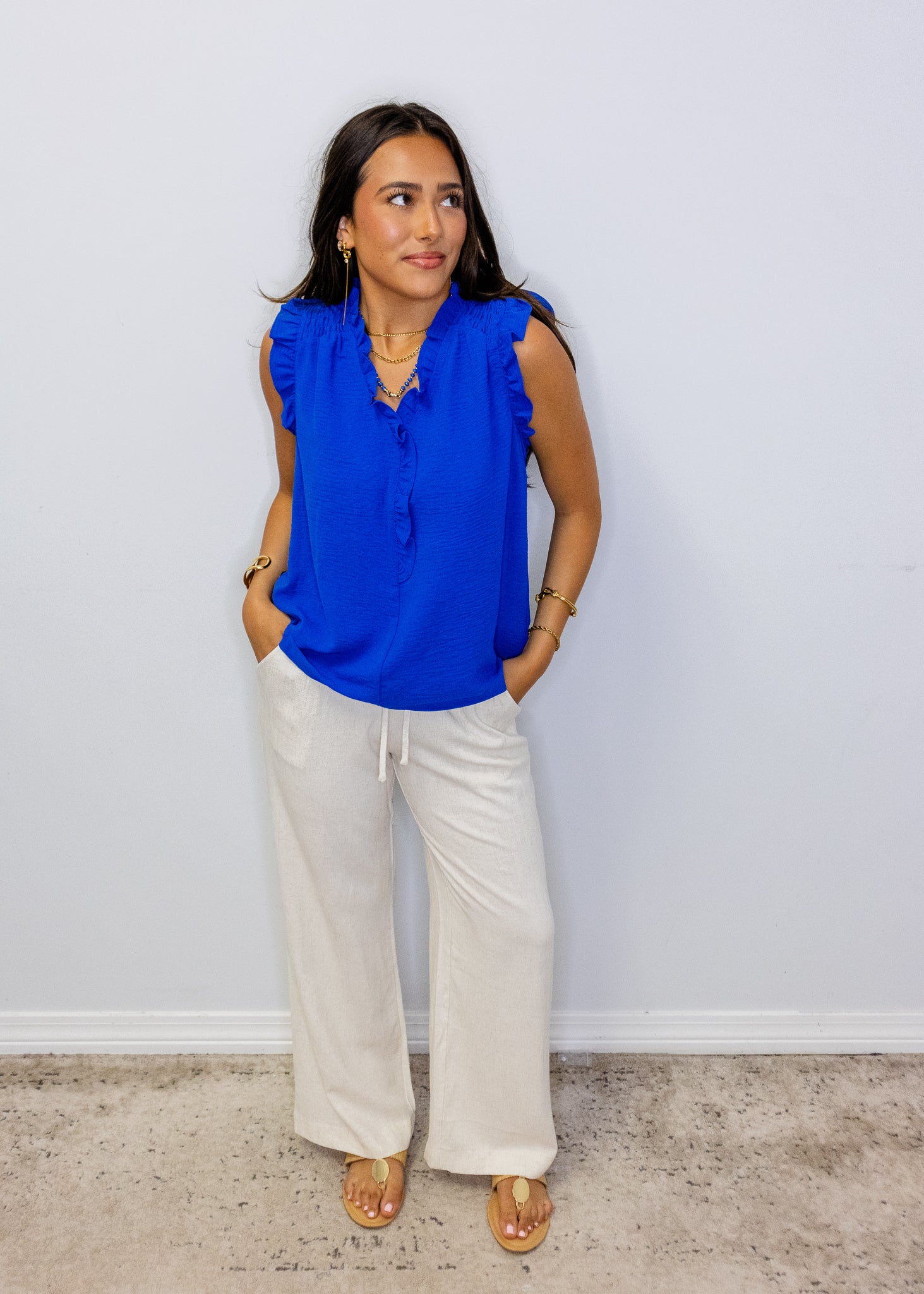 Oatmeal Linen Drawstring Pants