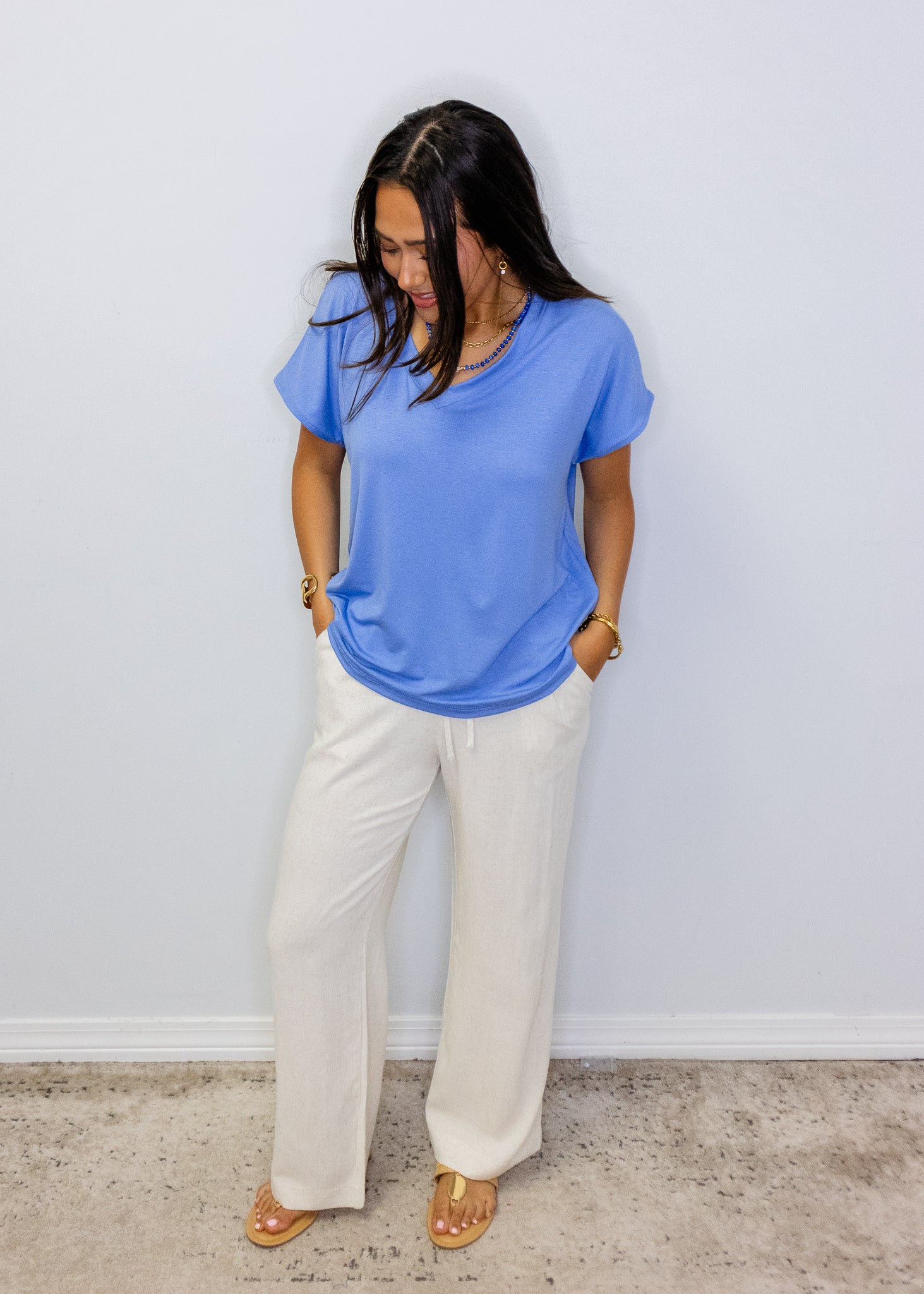 Oatmeal Linen Drawstring Pants