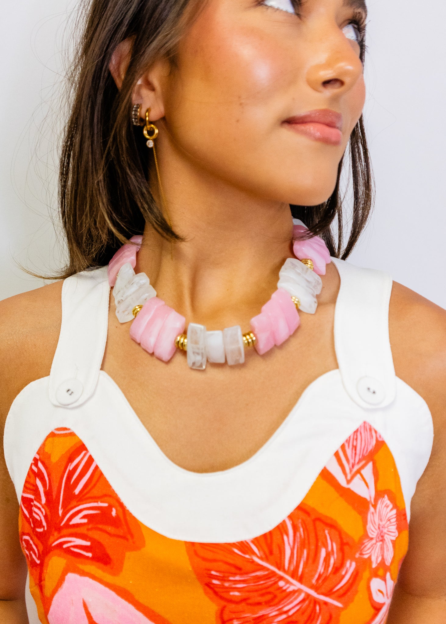 Glow Stone Pink/ Clear Necklace