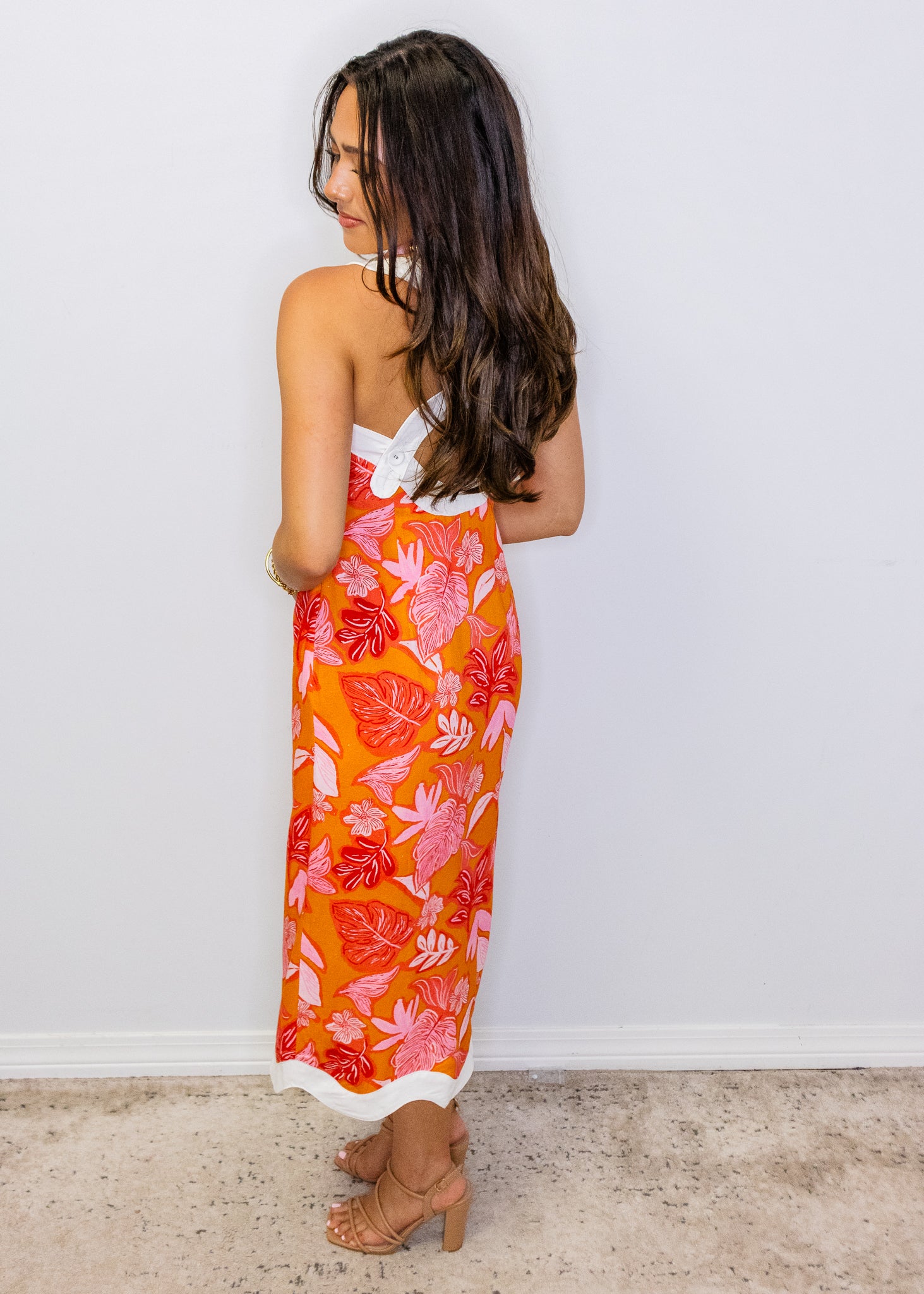 Orange Tropical Wavy Edge Dress
