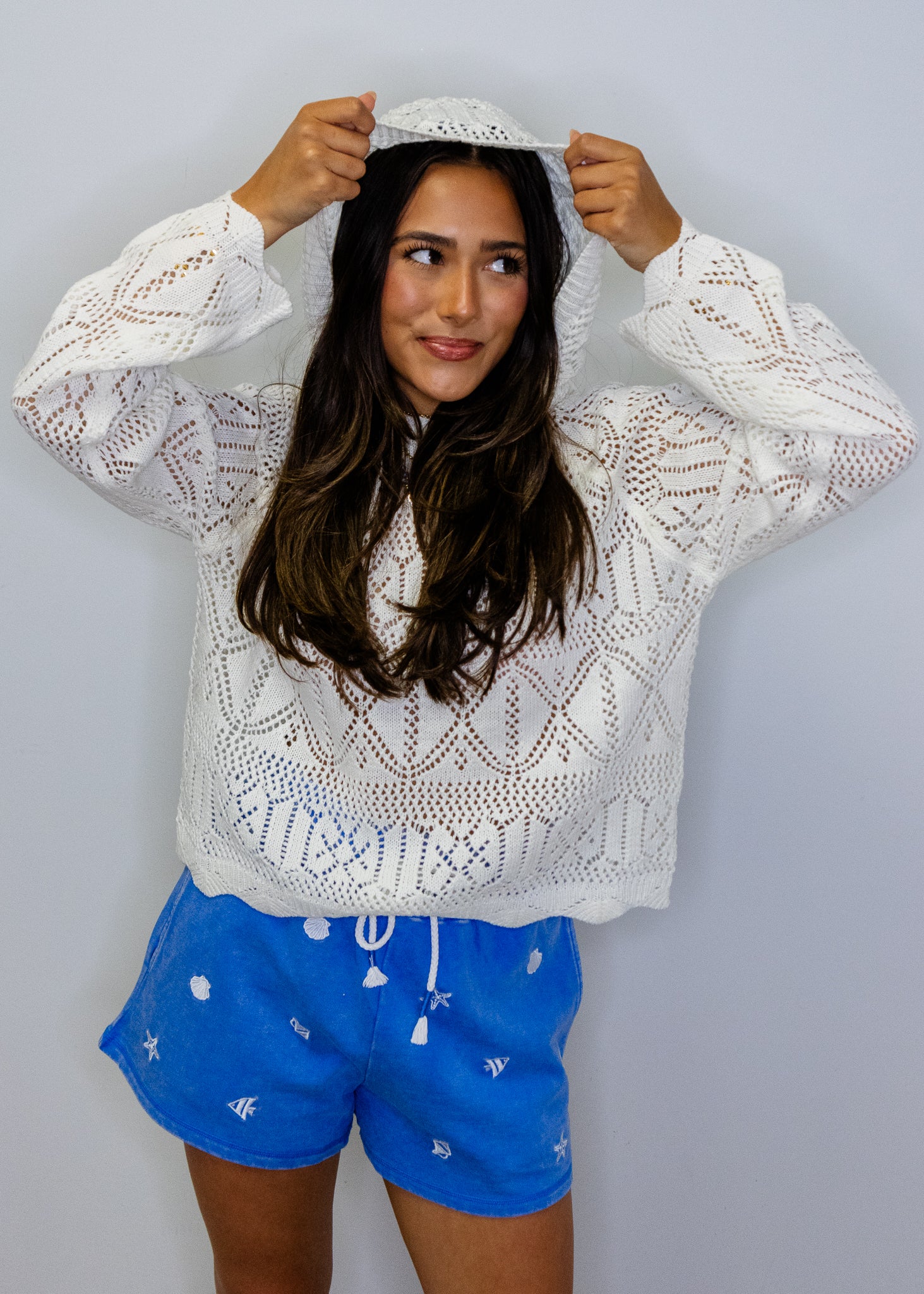 White Knit Hooded Sweater