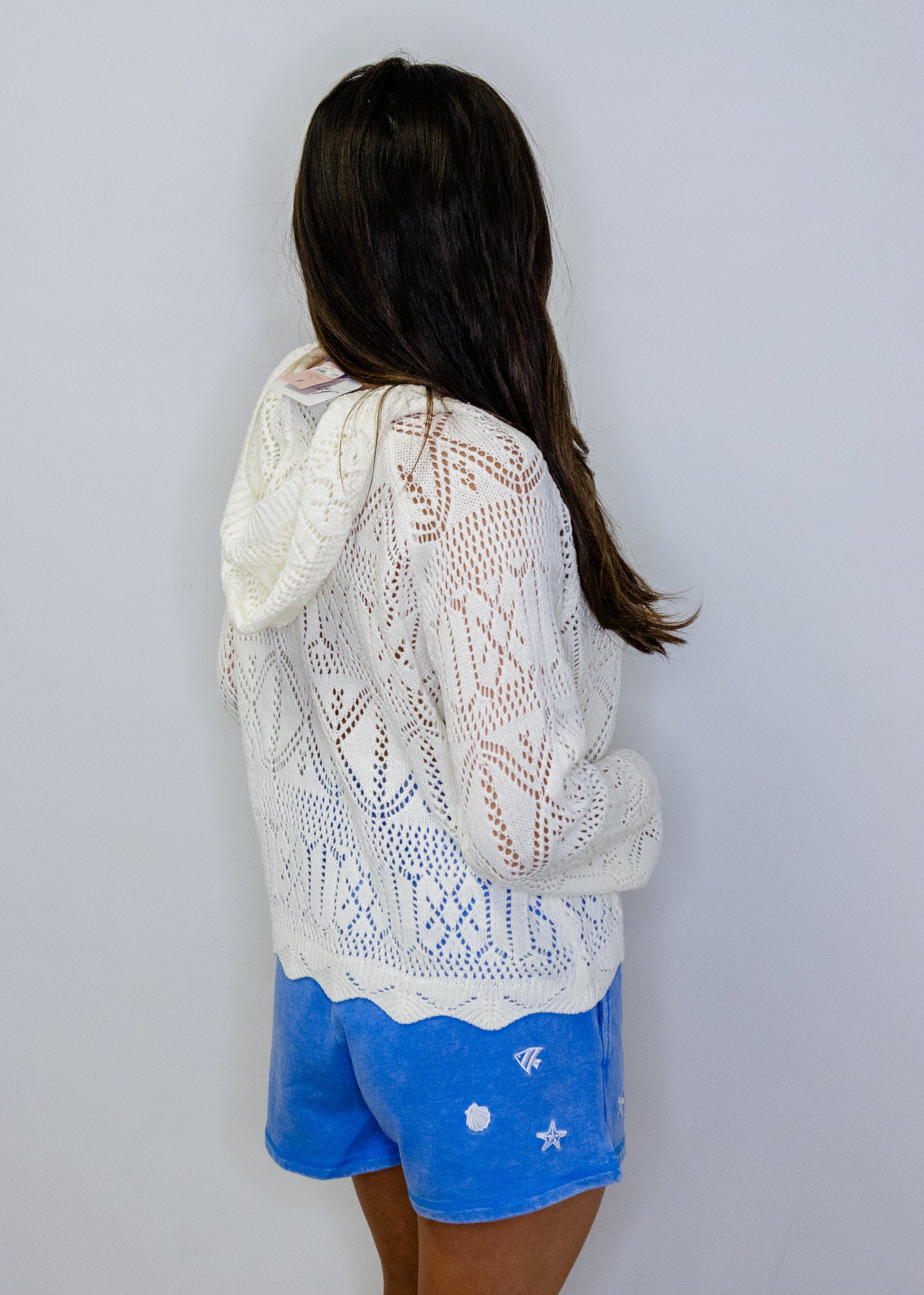 White Knit Hooded Sweater