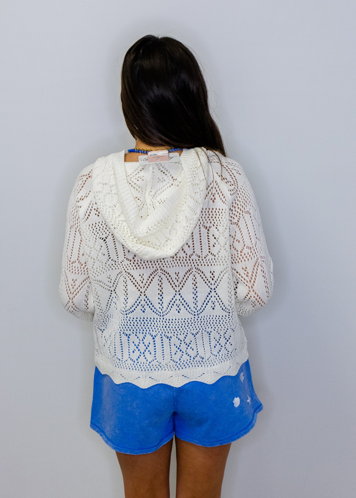 White Knit Hooded Sweater