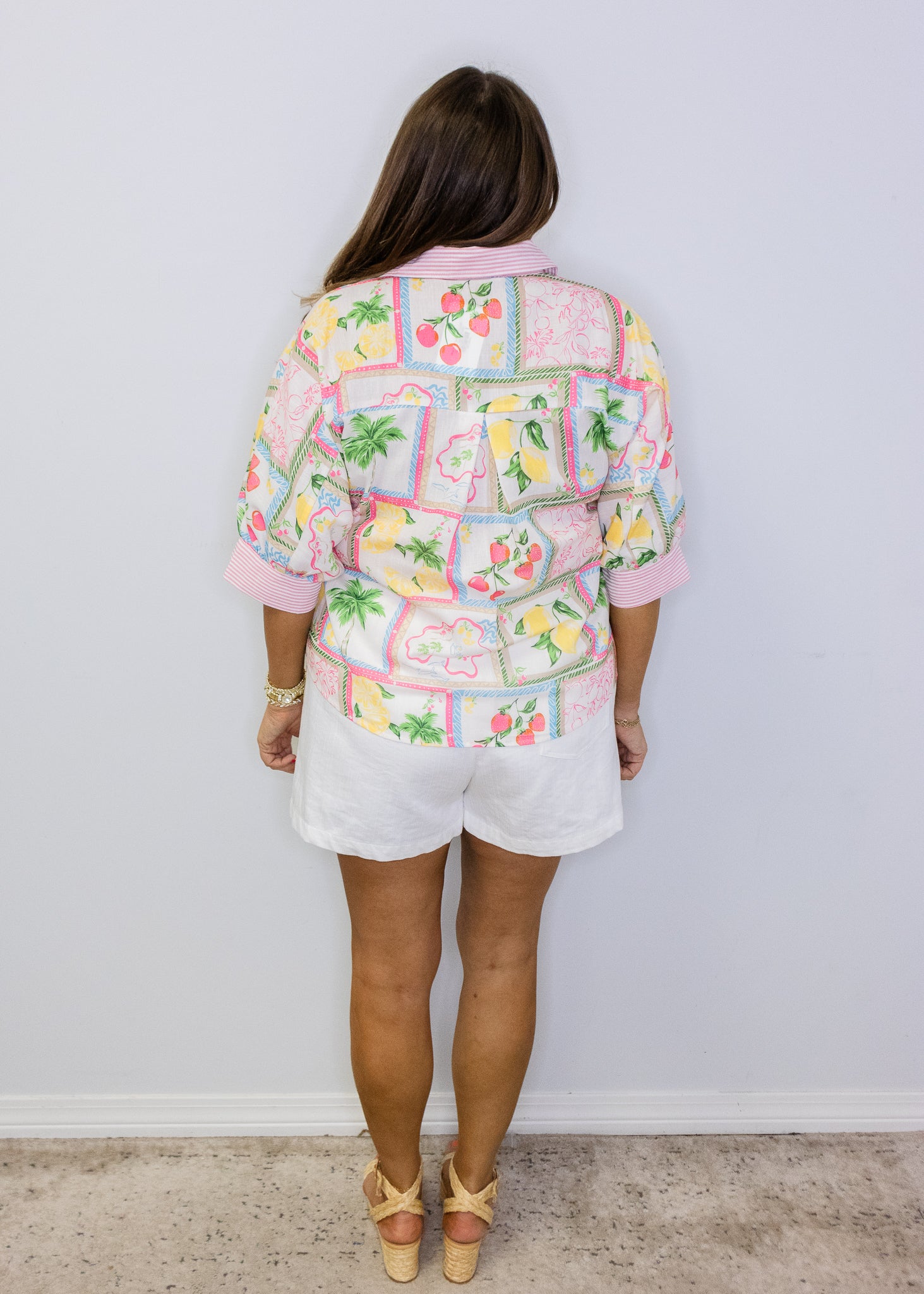 Multi Fruit Button Down Top